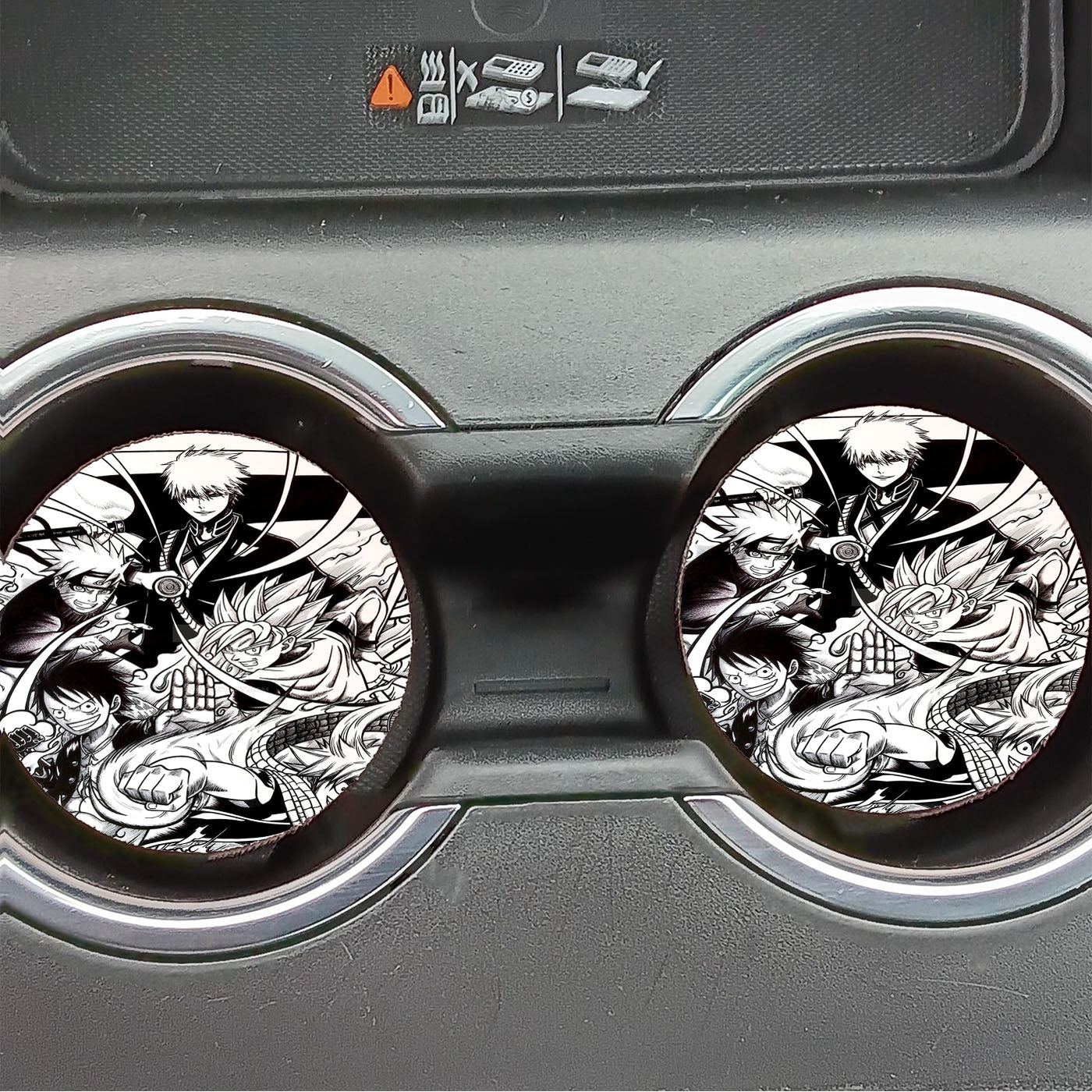 Ichigo Naruto Goku Luffy Natsu Black White Crossover Car Coasters