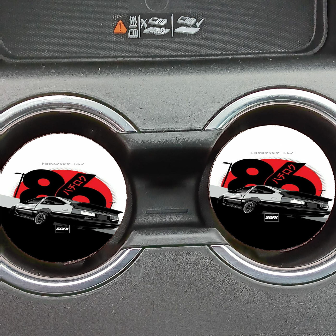 Initial D Ae86 Black White Wallpaper Car Coasters