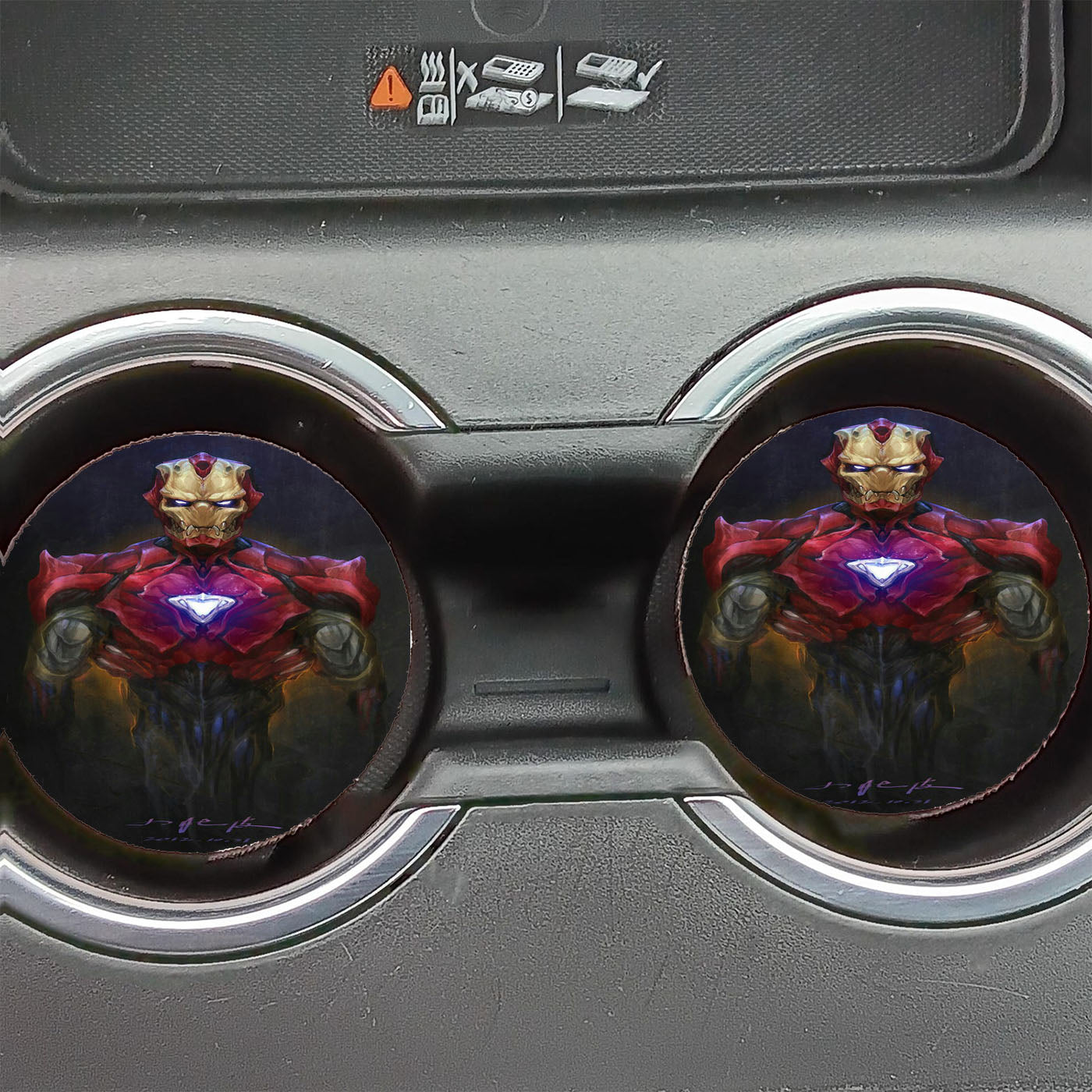 Iron Man Light Art  Car Coasters