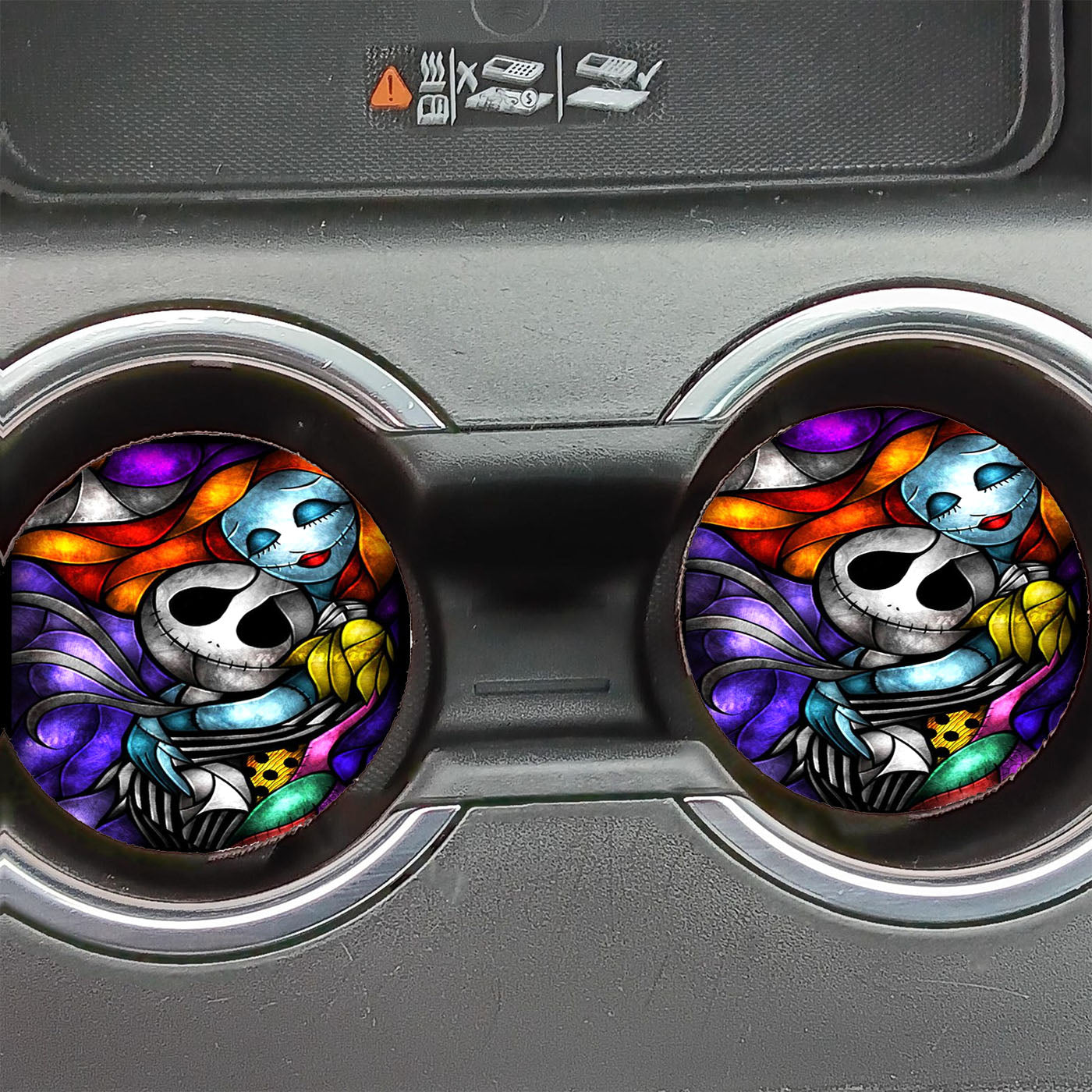 Jack Skellington And Sally In Stained Glasses Car Coasters