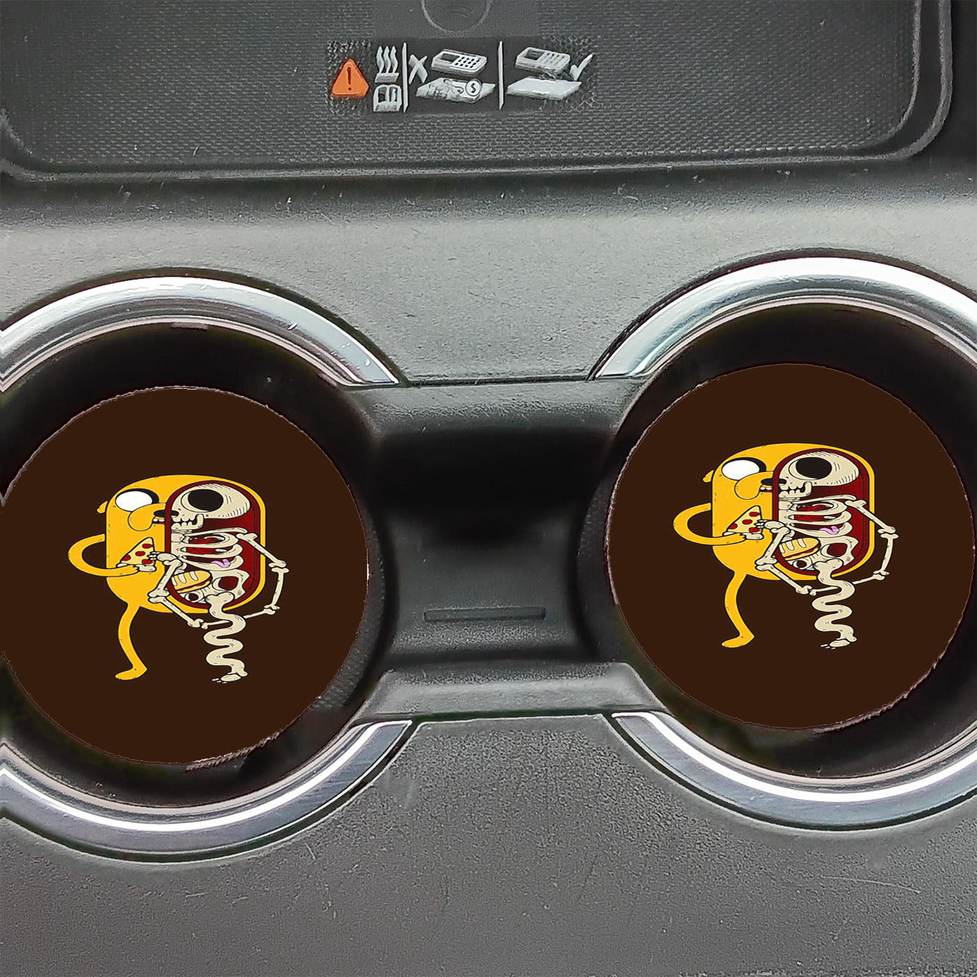 Jake Skeleton Loves Pizza Car Coasters