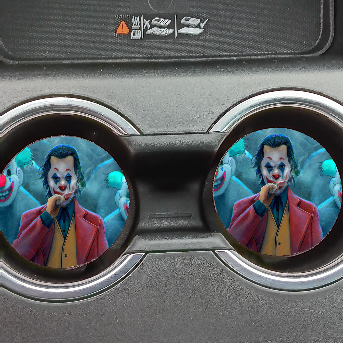 Joker 019 Clown Mask Smoking Movie Art Car Coasters