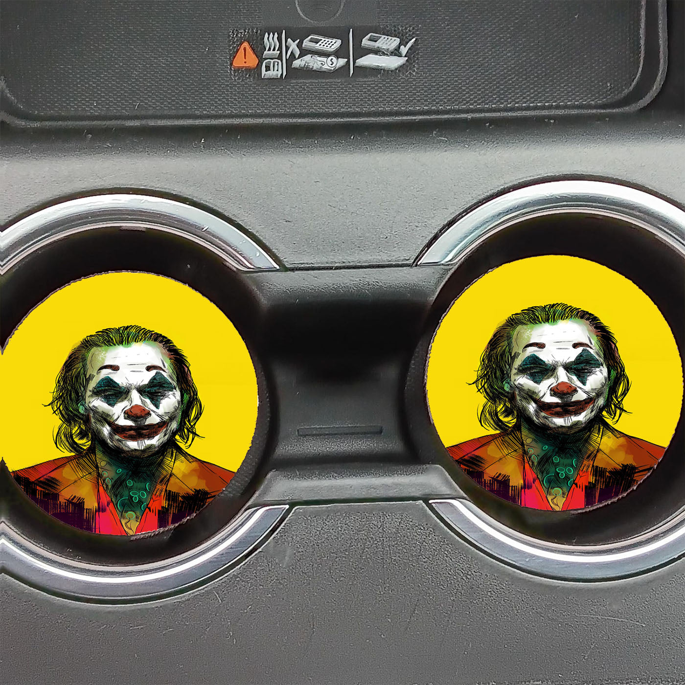 Joker 2019 Poster Joaquin Phoenix Yellow Car Coasters