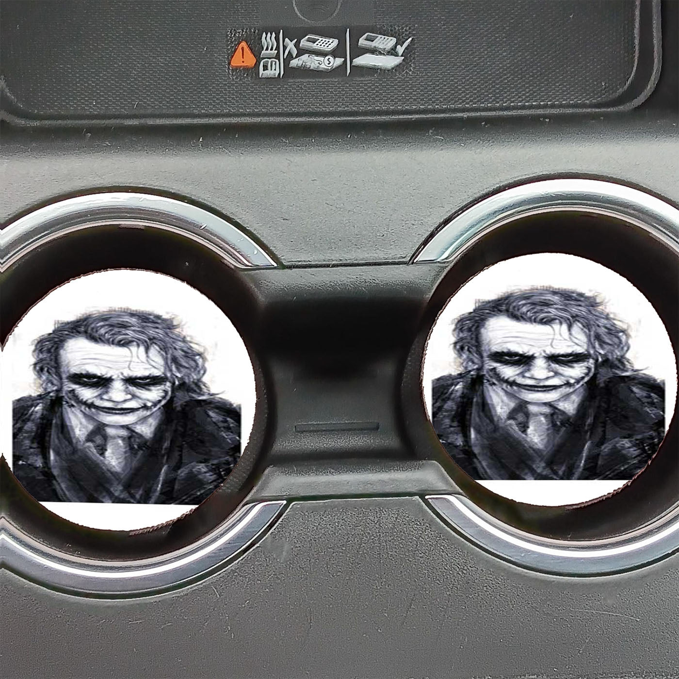 Joker Drawing Serious Face Car Coasters