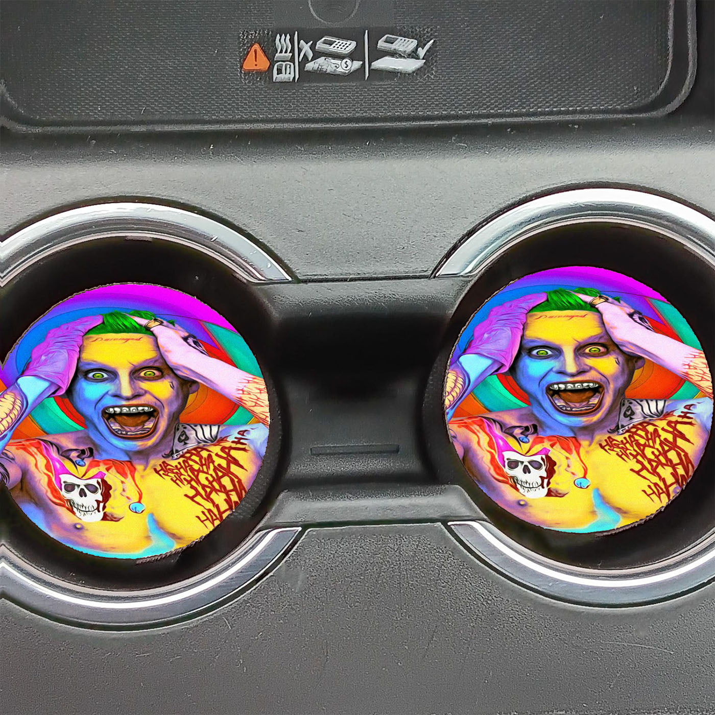 Joker Jared Leto Rainbow Car Coasters