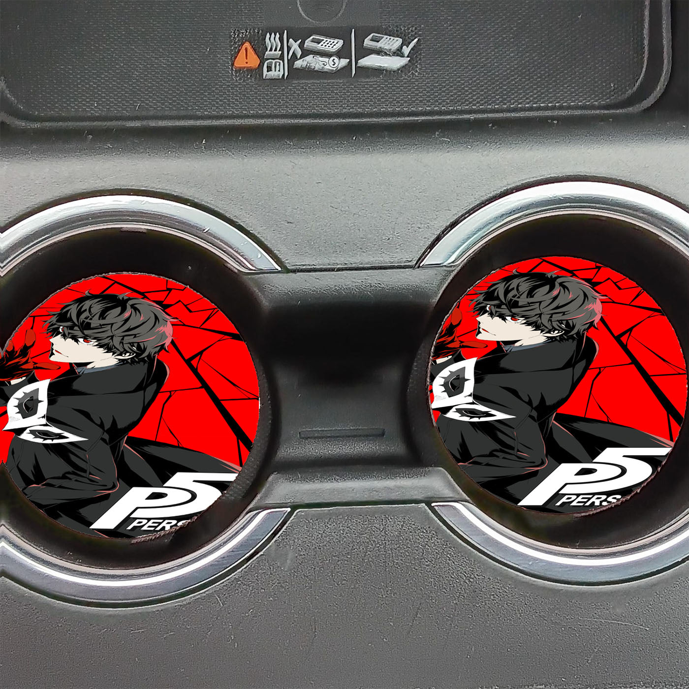 Joker Persona Five Red Glass Car Coasters
