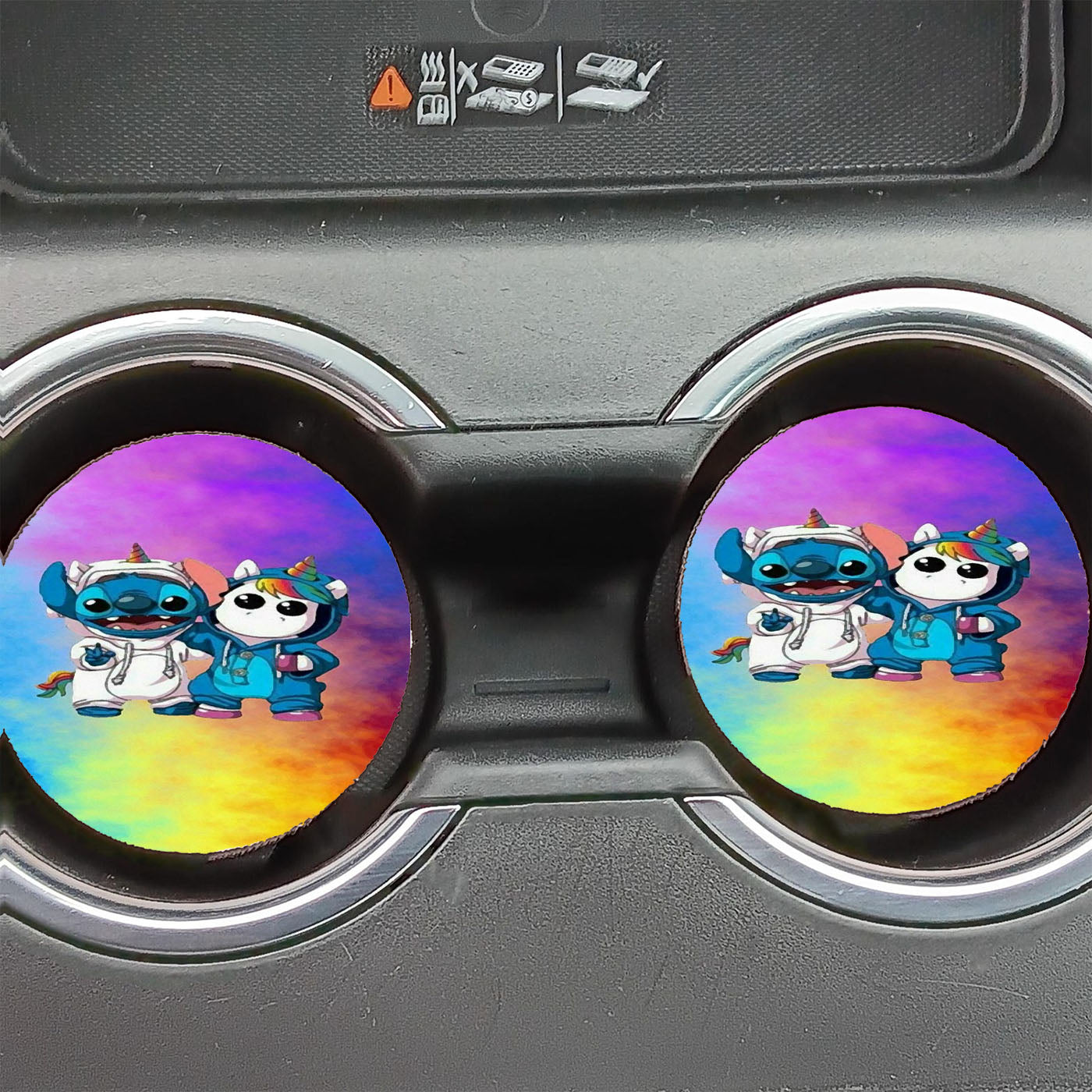 Kawaii Disney Baby Stitch Baby Unicorn Car Coasters