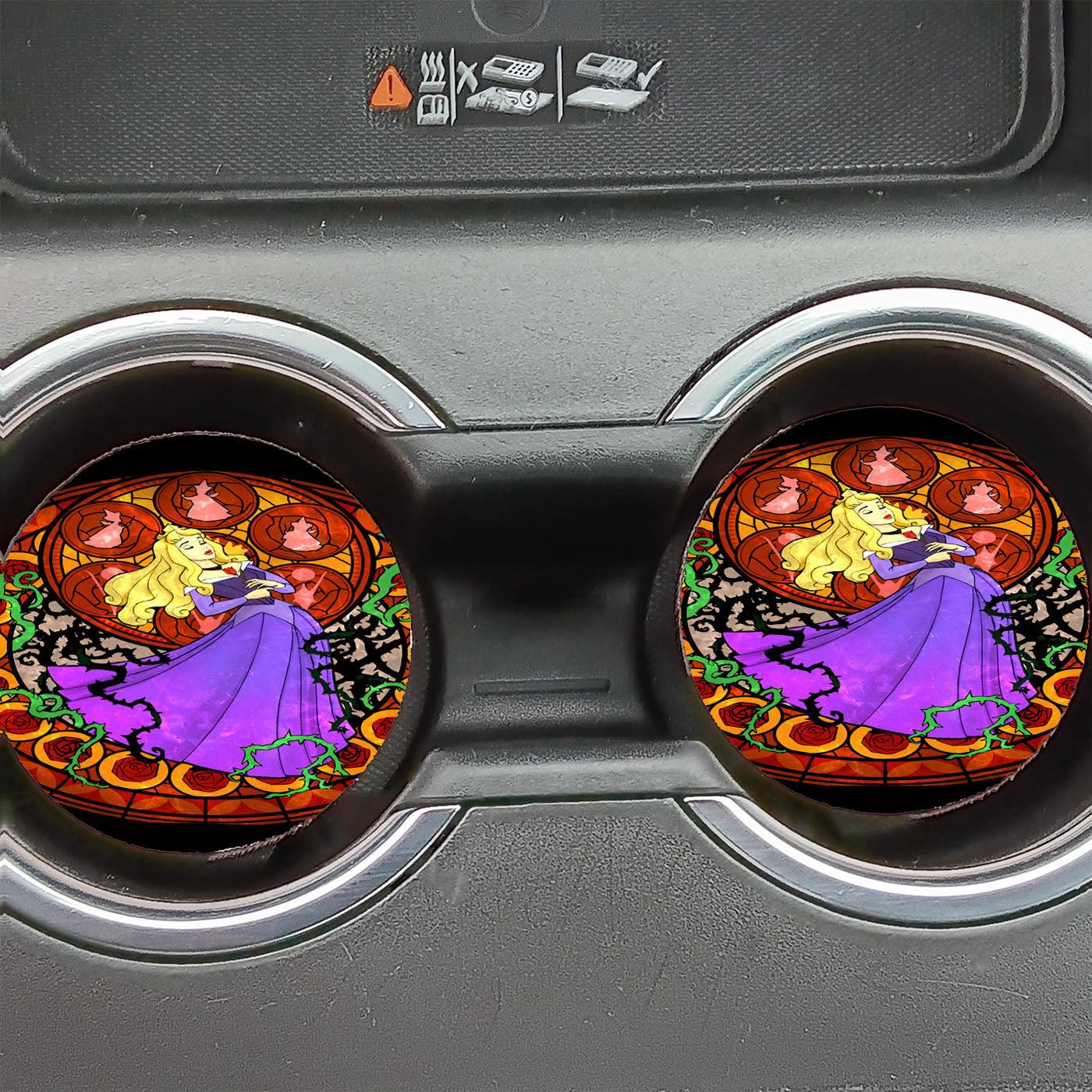 Kingdom Hearts Sleeping Beauty Stained Glass Car Coasters