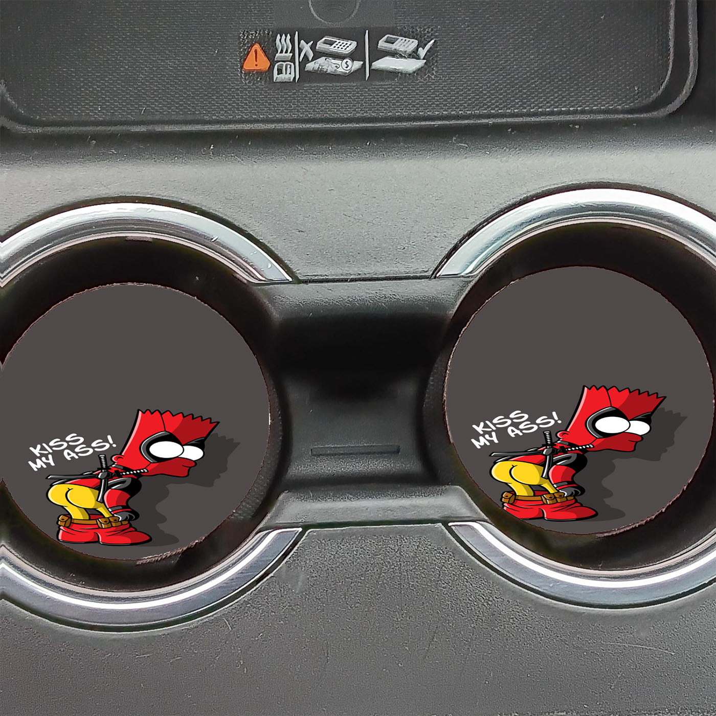 Kiss My Ass Bartpool Car Coasters