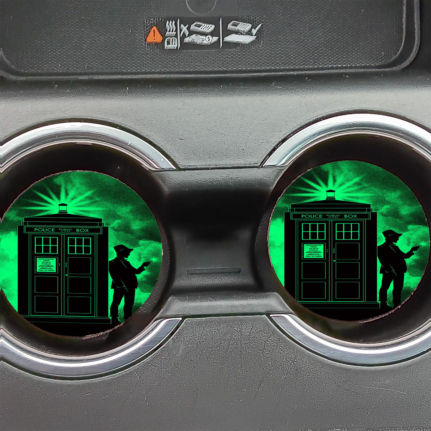 Light Green Clouds Dr Who Tardis Car Coasters