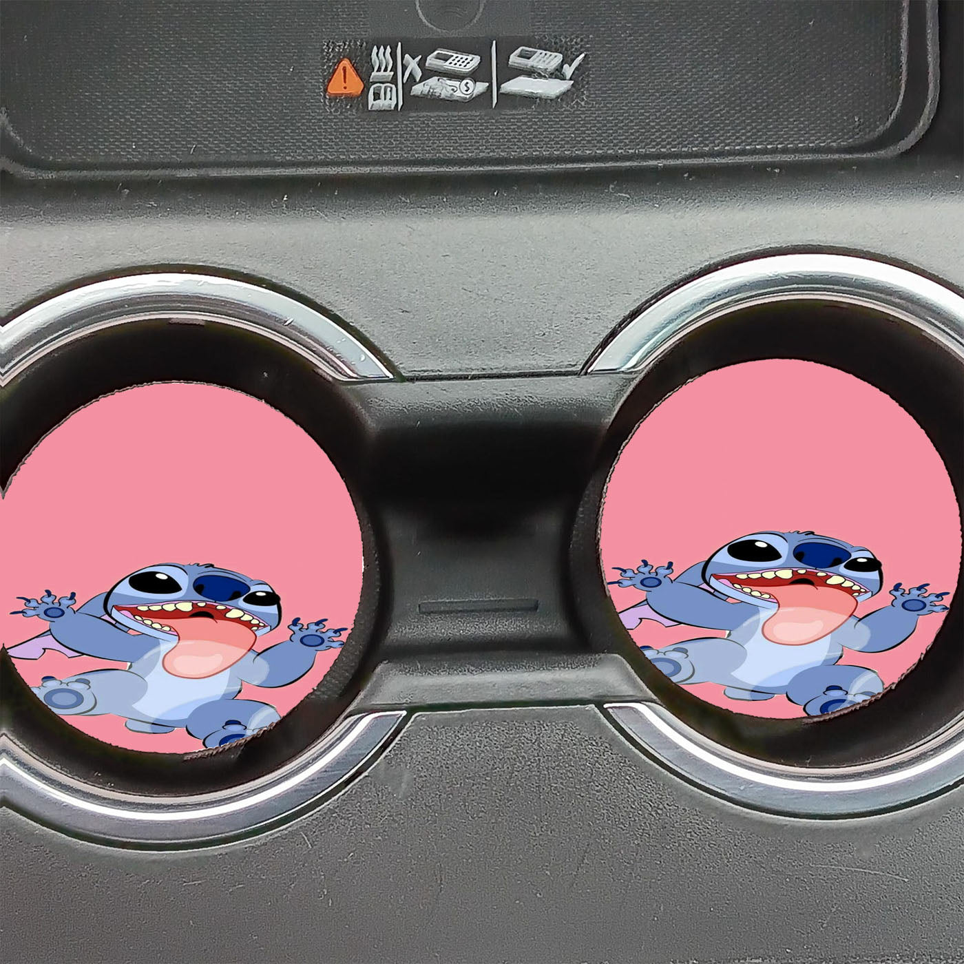 Lilo Stitch Pink Background Car Coasters
