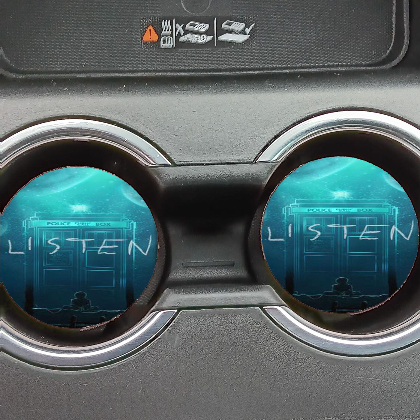 Listen Space Tardis Car Coasters