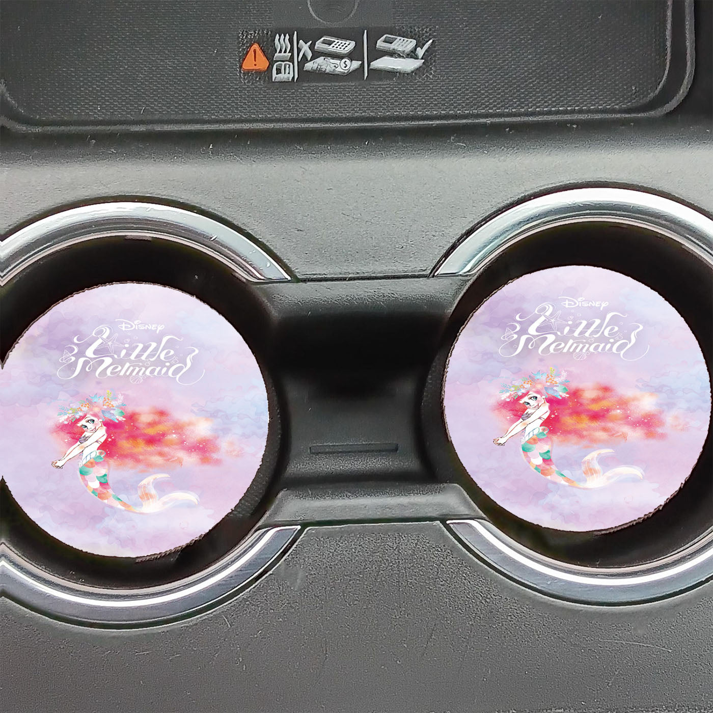 Little Mermaid Pastel Disney Watrcolor Car Coasters