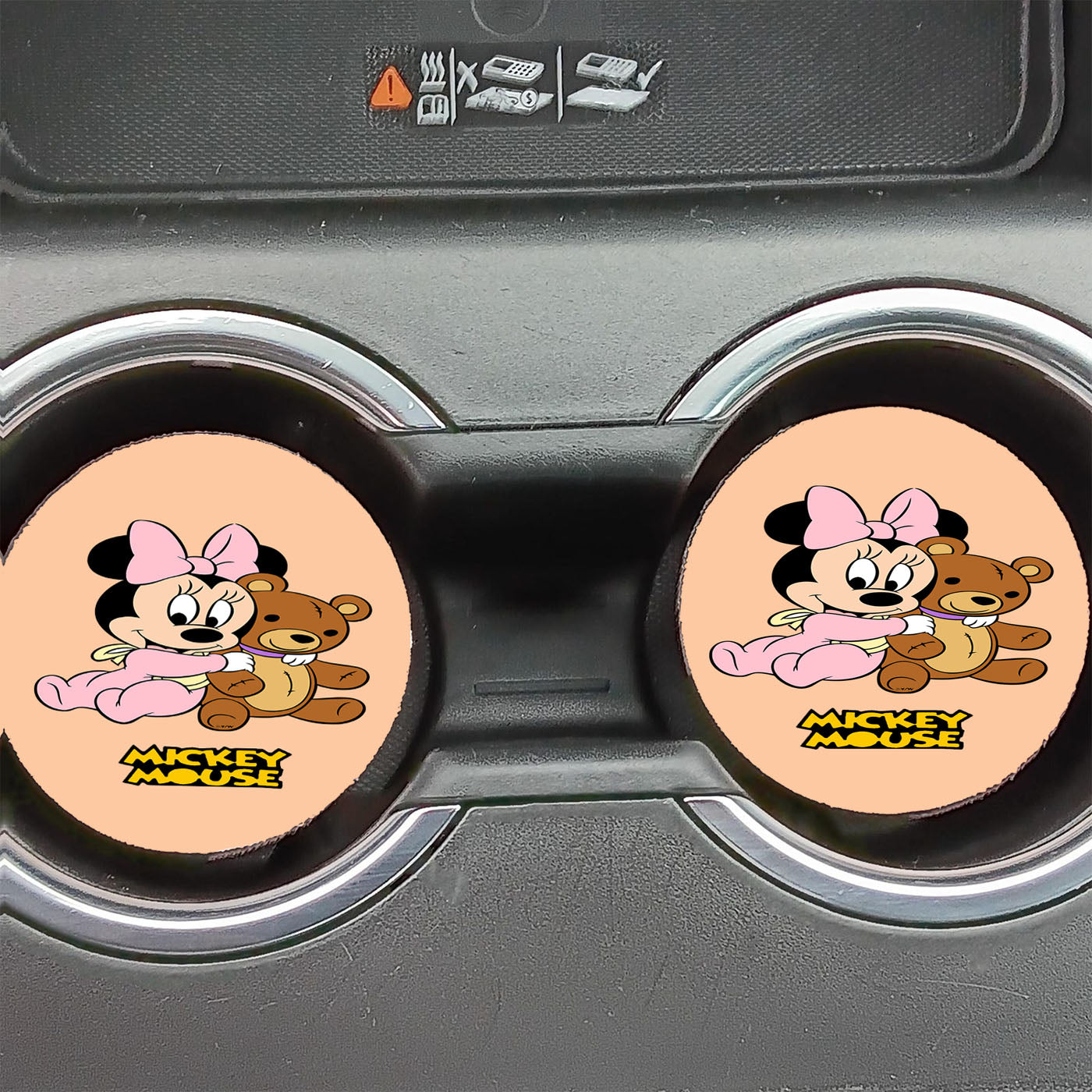 Little Minnie With Bear Car Coasters