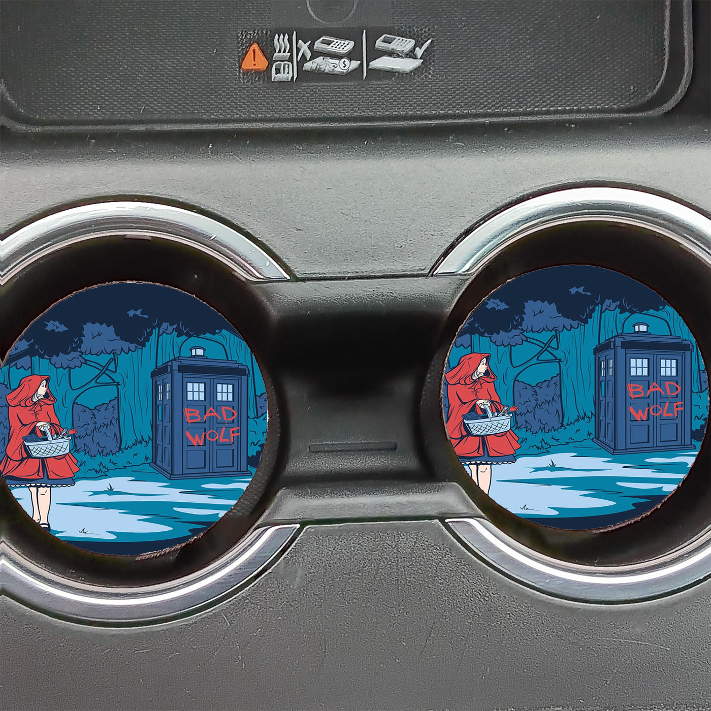 Little Red Riding Hood Tardis Car Coasters