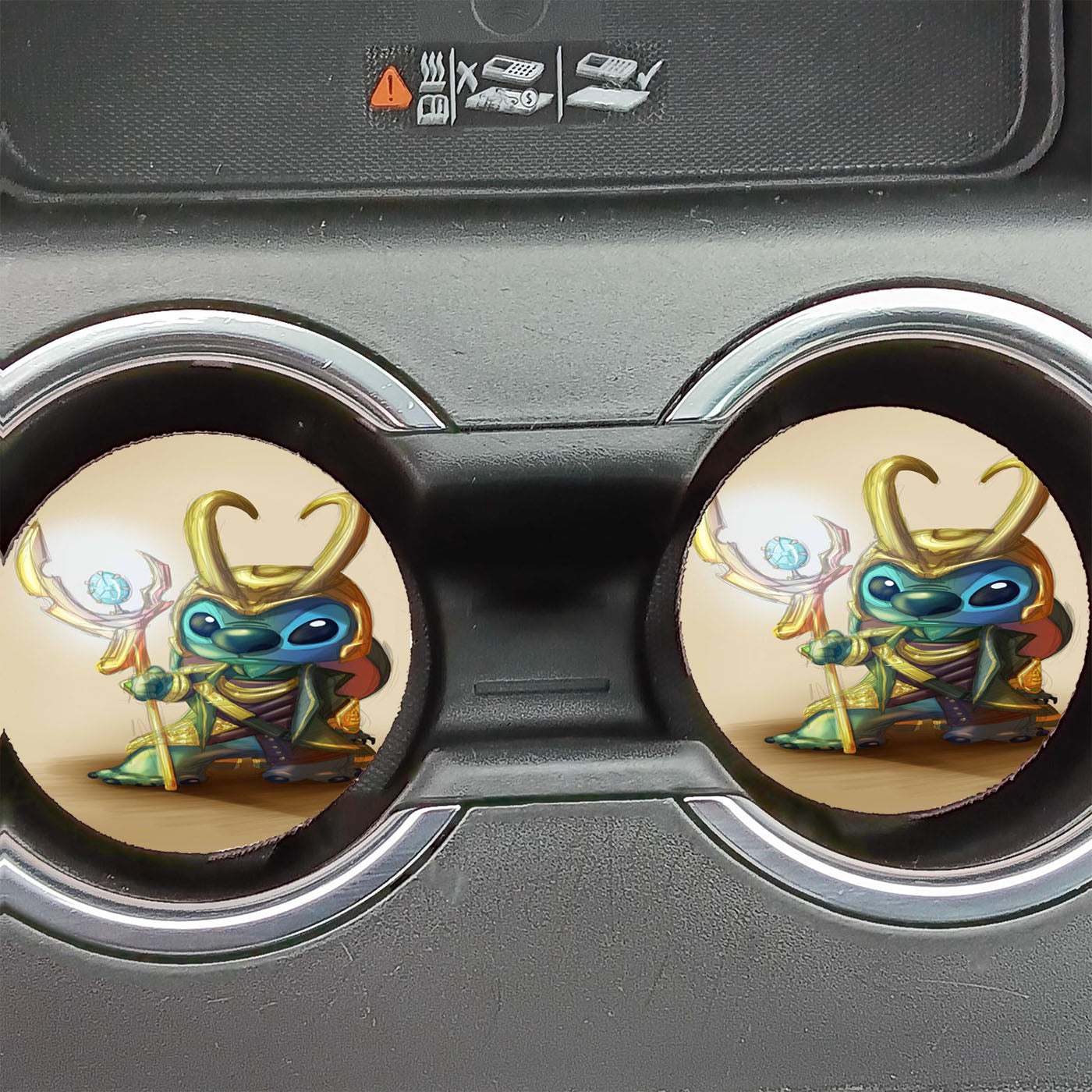 Loki Stitches Design Car Coasters