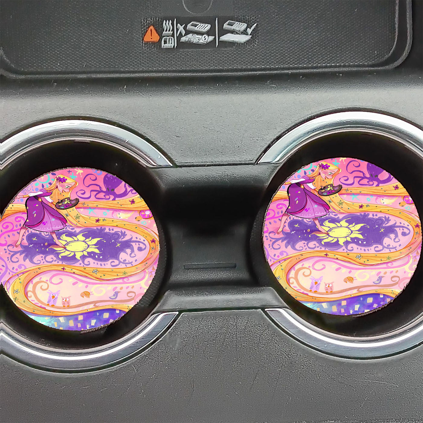 Long Hair Tangled Disney Princess Car Coasters