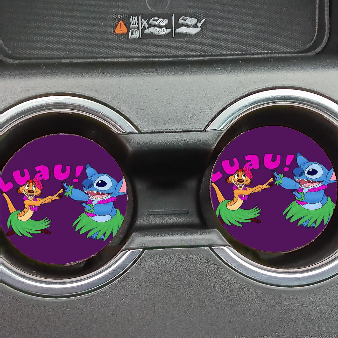 Luau Timon Silhouette And Stitch Disney Car Coasters