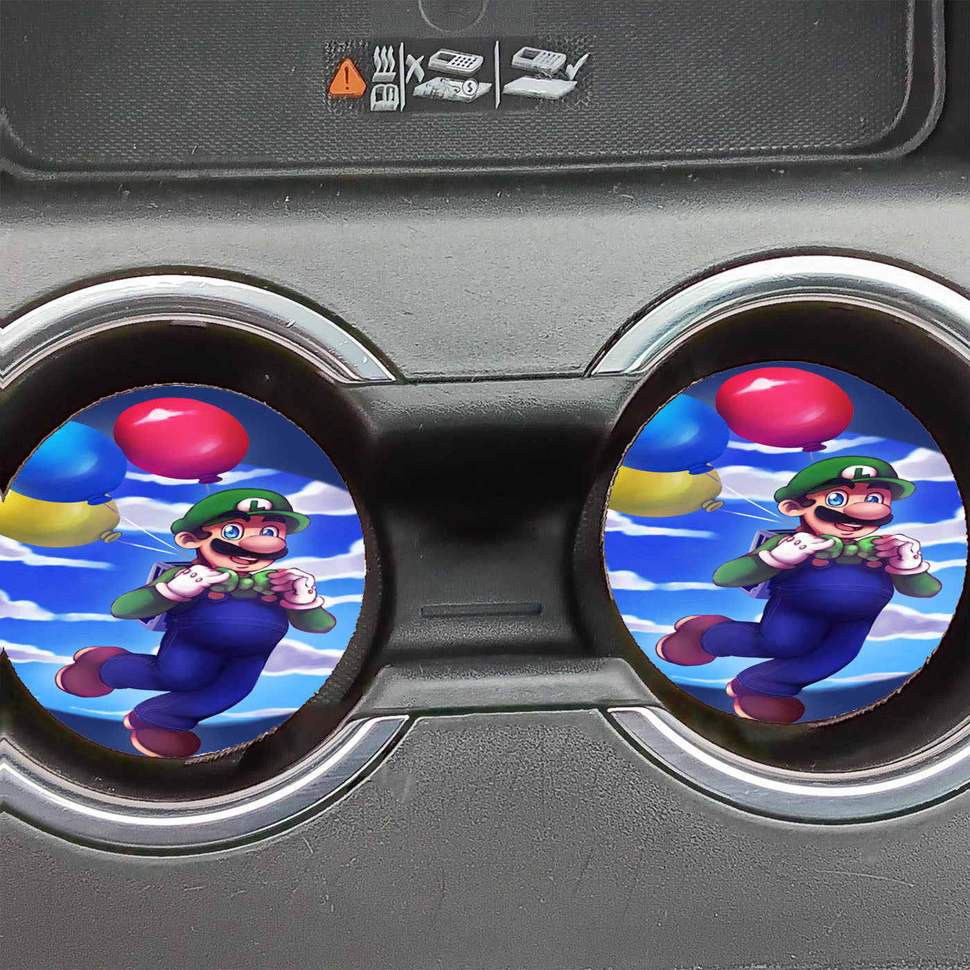 Luigi Mariobros Flying With Baloon Car Coasters