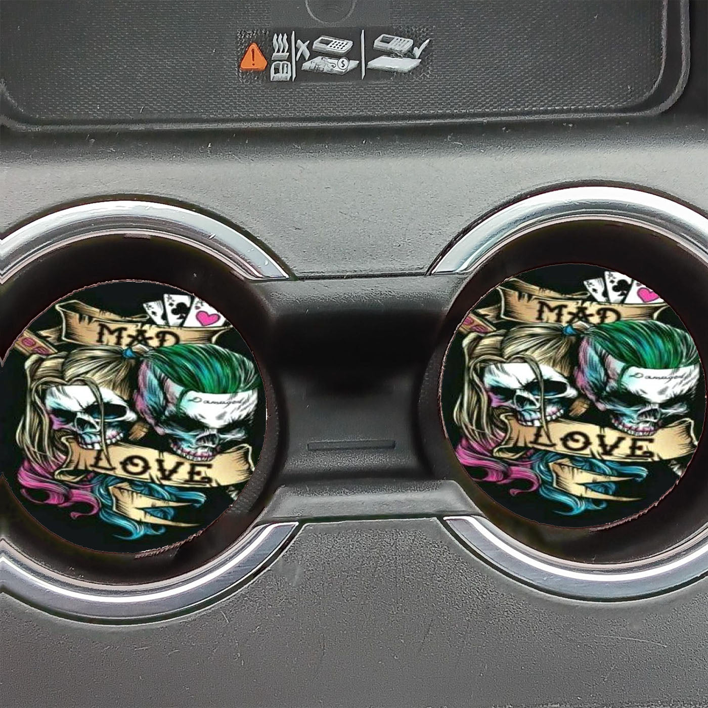 Mad Love Of Harley Quinn And Joker Car Coasters