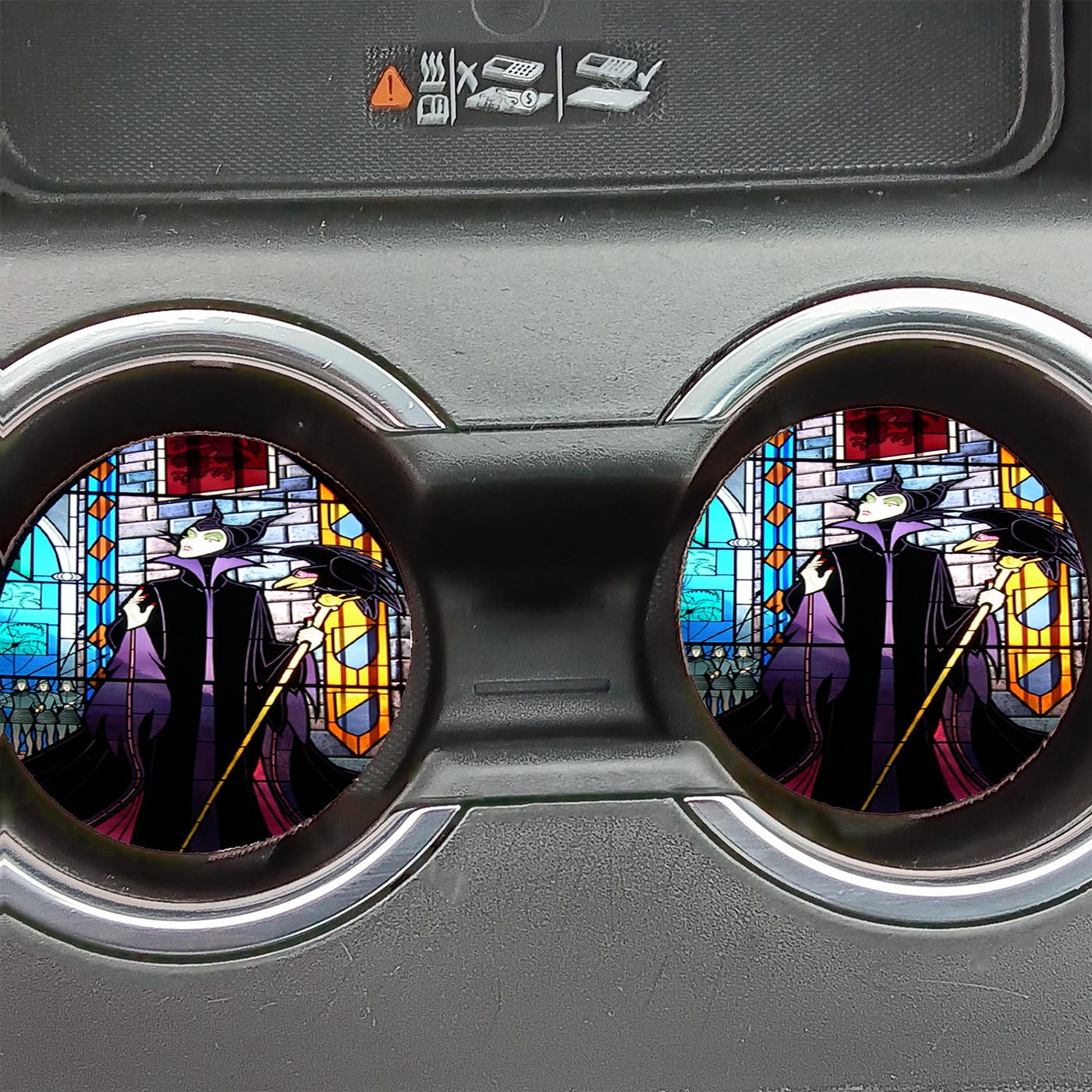 Maleficent Sleeping Beauty Glass Design Car Coasters