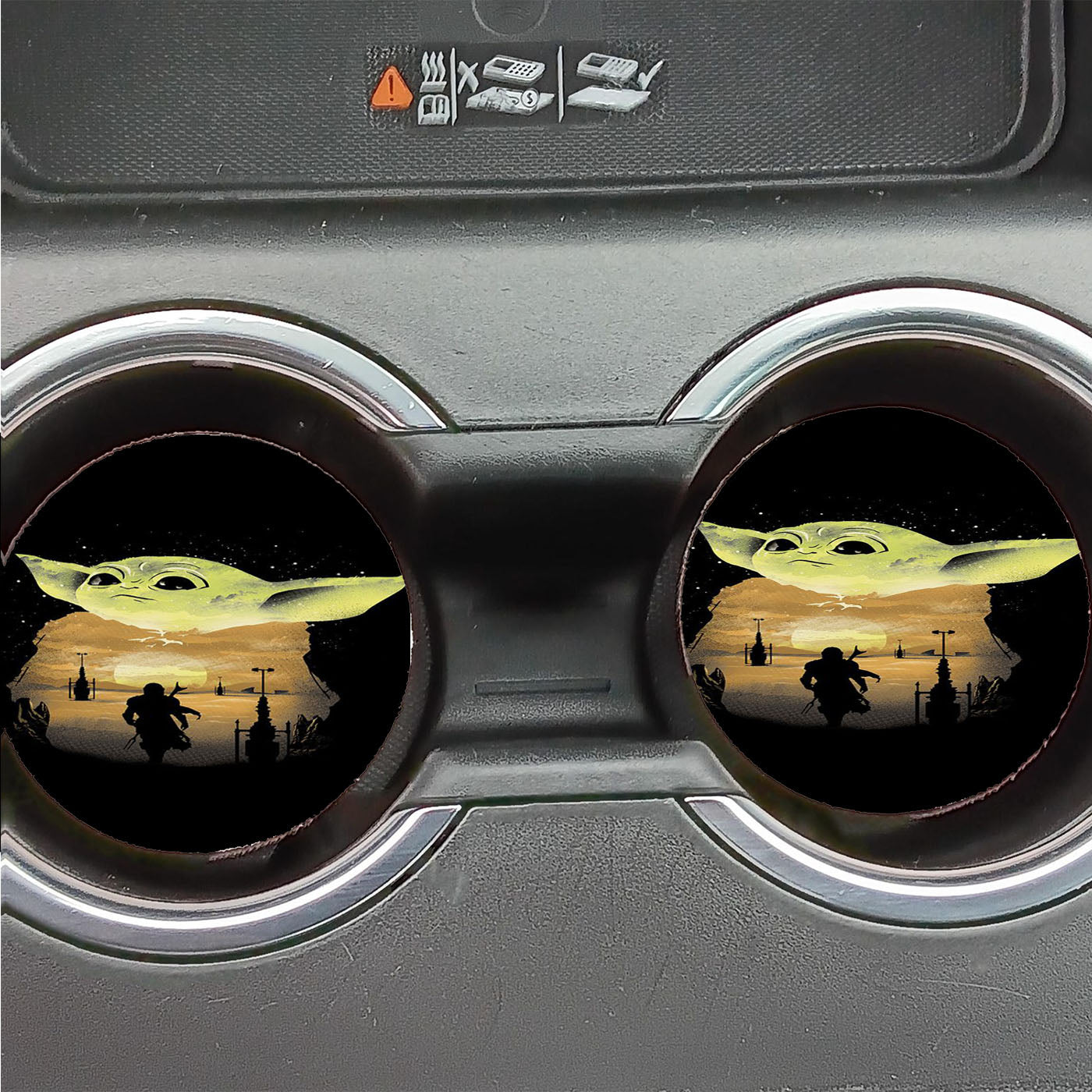 Mandalorian Babby Yoda Shadows Car Coasters