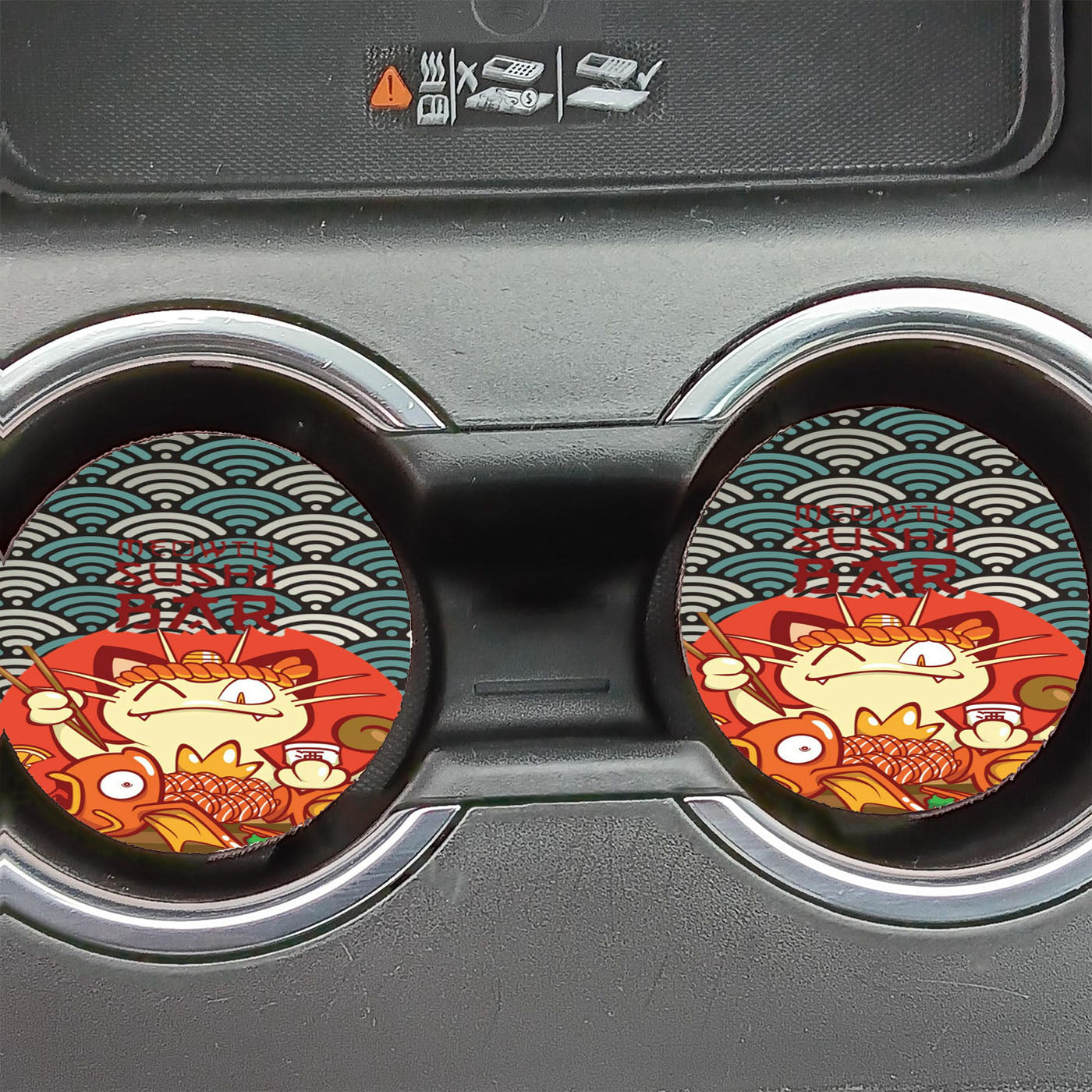 Meowth Sushi Pokemon Artwork Car Coasters