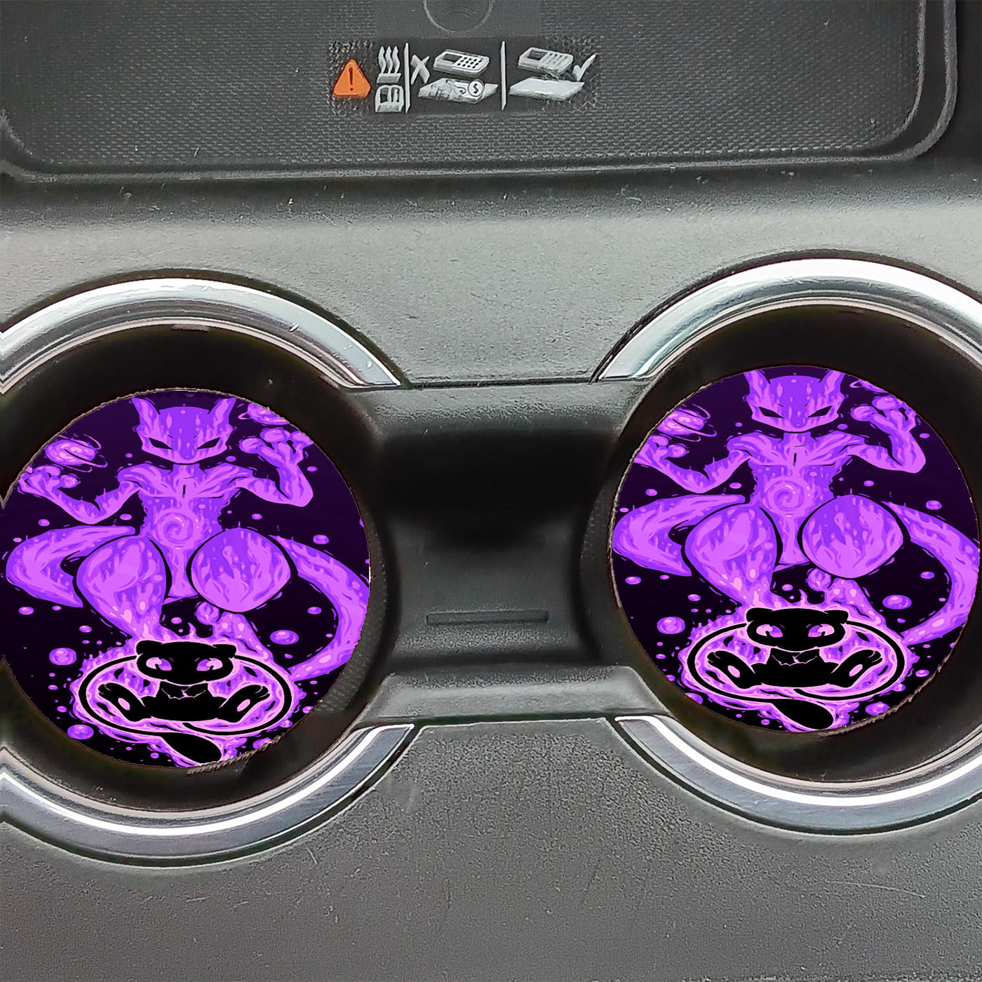 Mew And Mewtwo Pokemon Psychic Car Coasters