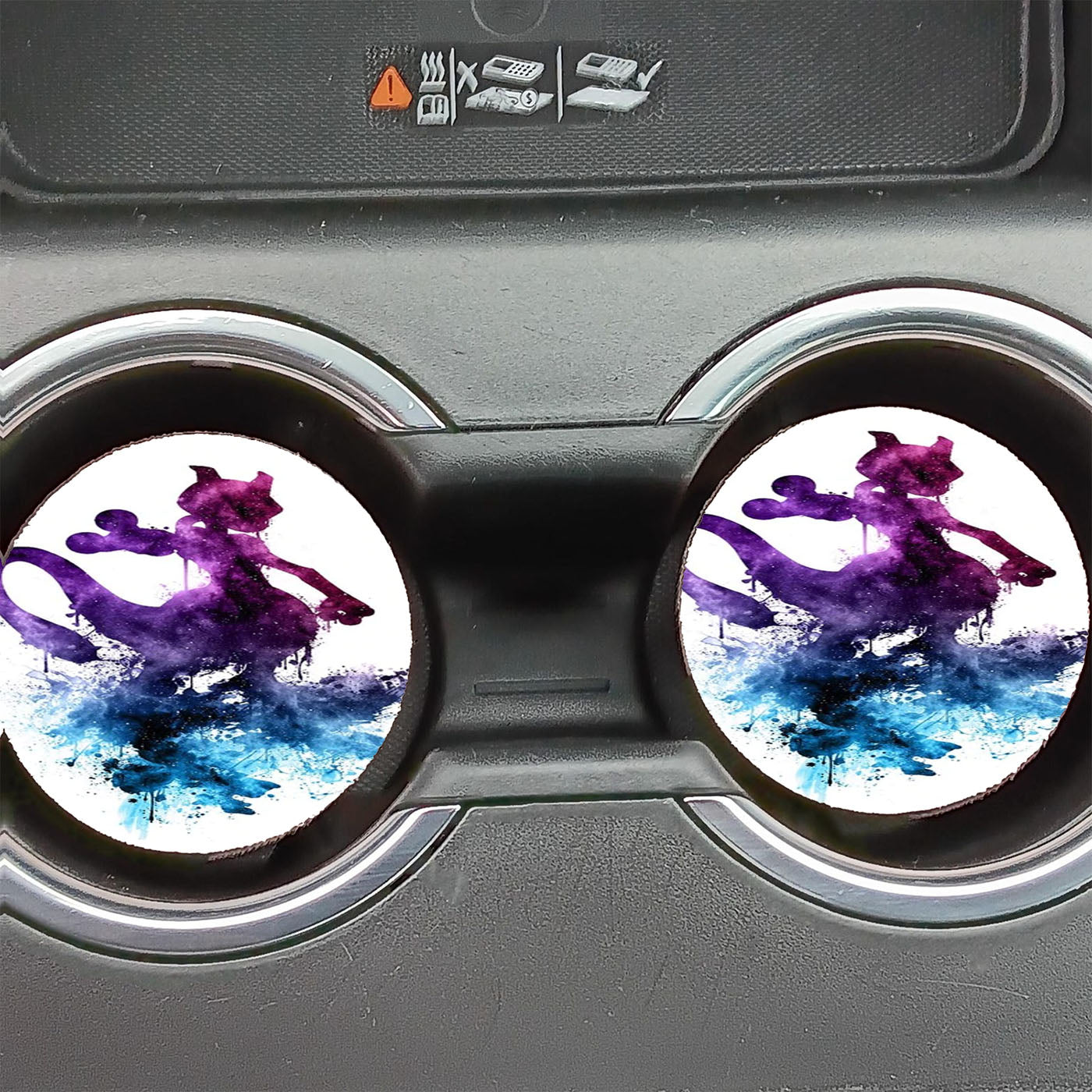 Mewtwo Galaxy Pokemon Silhouette Art Car Coasters