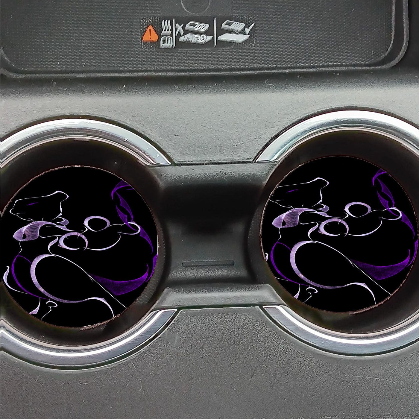 Mewtwo Pokemon Line Art On Black Car Coasters