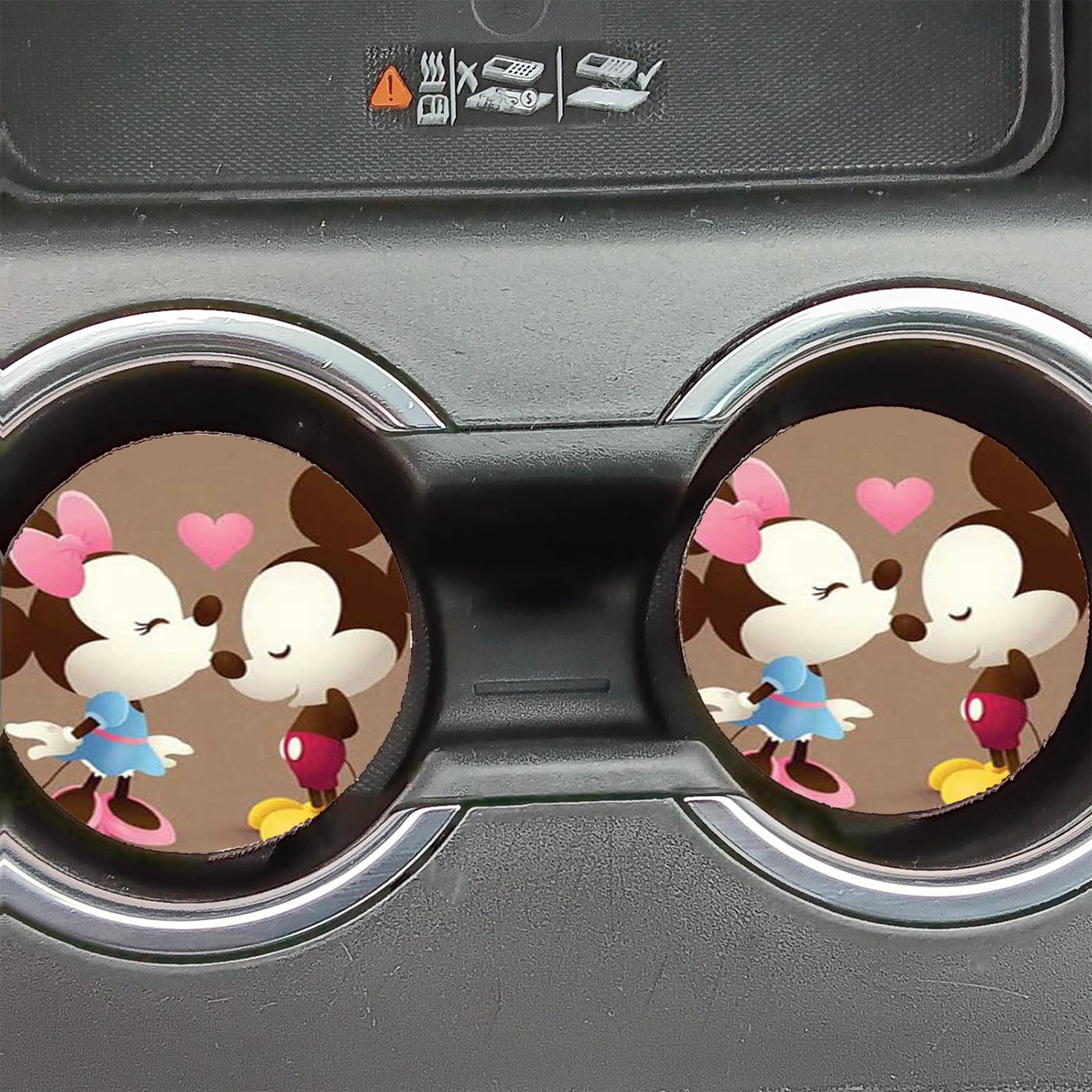 Mickey And Minnie Kiss Sepia Car Coasters
