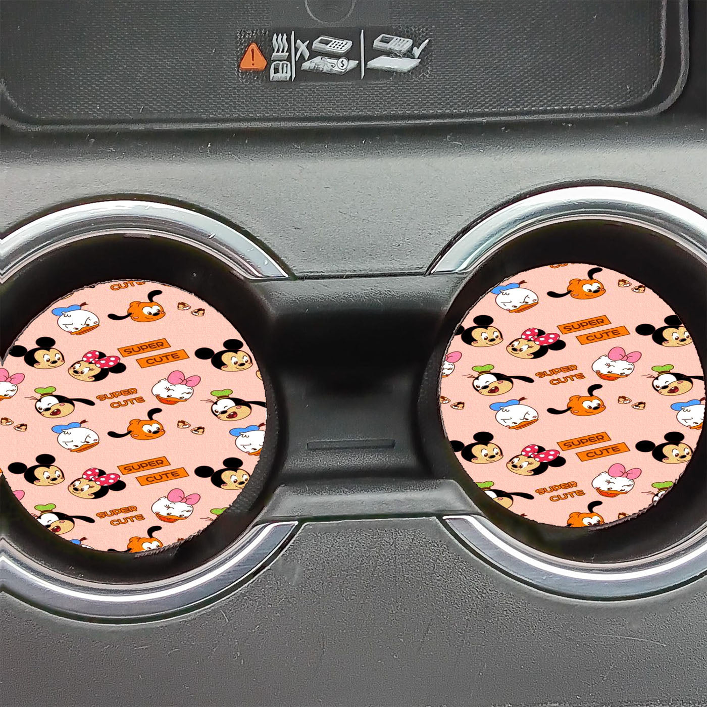 Mickey Minnie And Friends Cute Doodle Car Coasters
