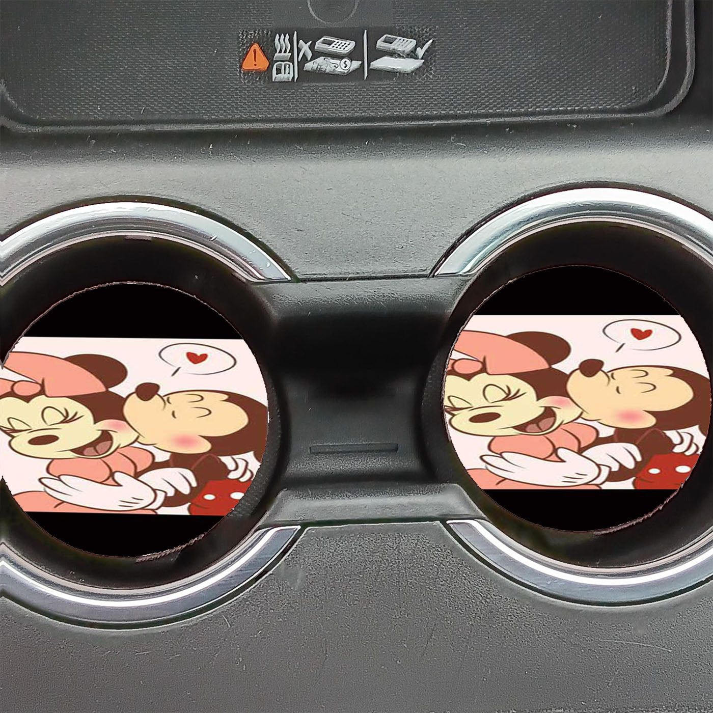 Mickey Minnie Cheek Kiss Car Coasters