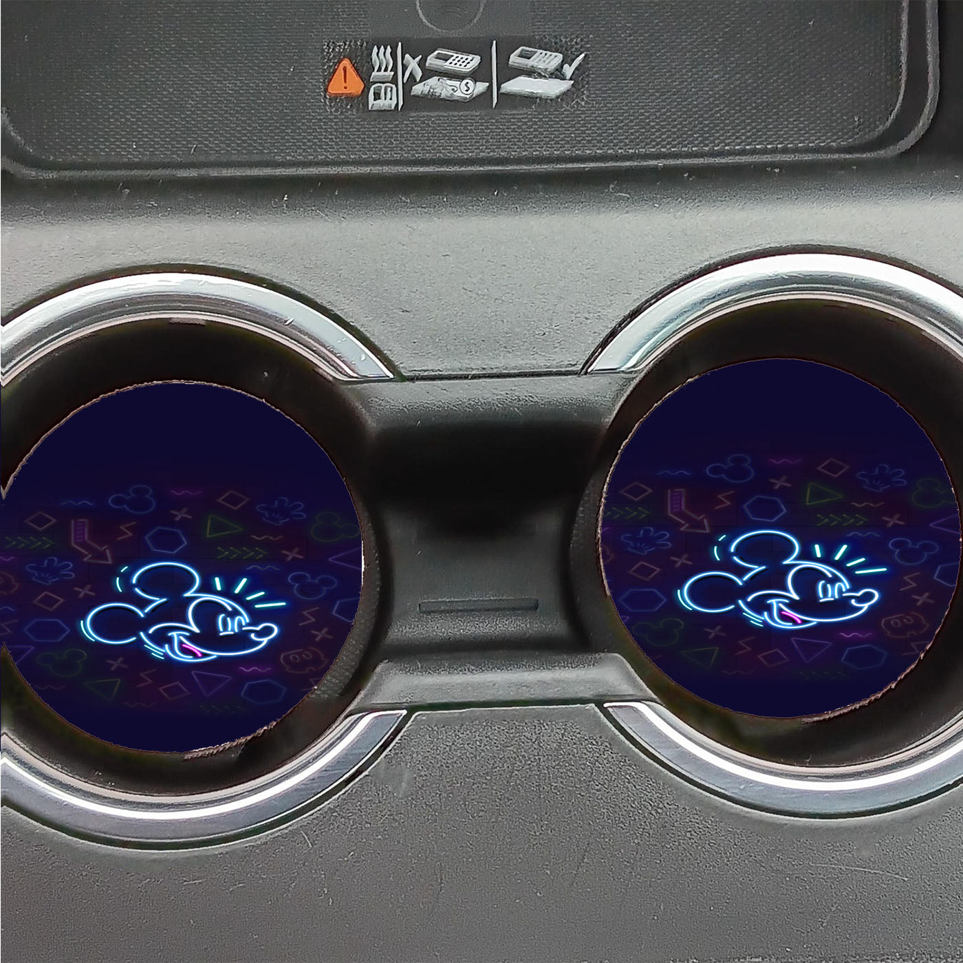 Mickey Mouse And Friends Neon Wallpaper Car Coasters