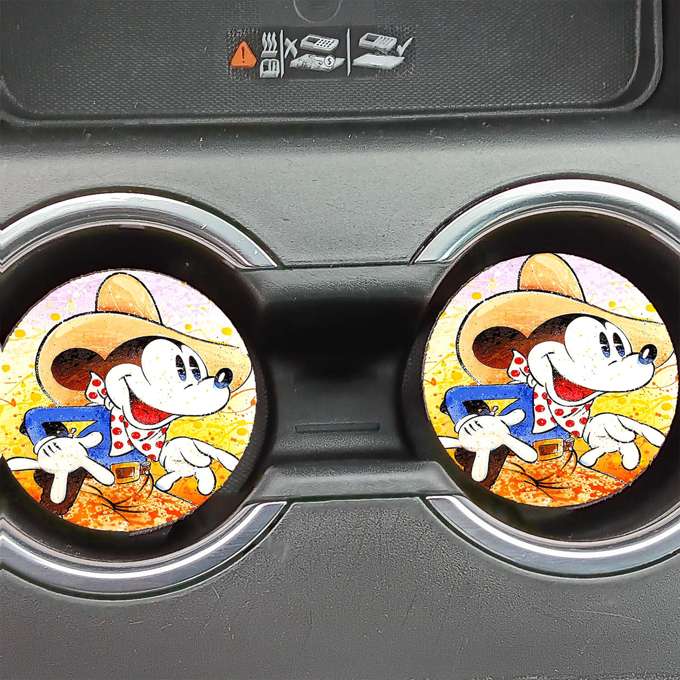 Mickey Mouse Brush Art Car Coasters