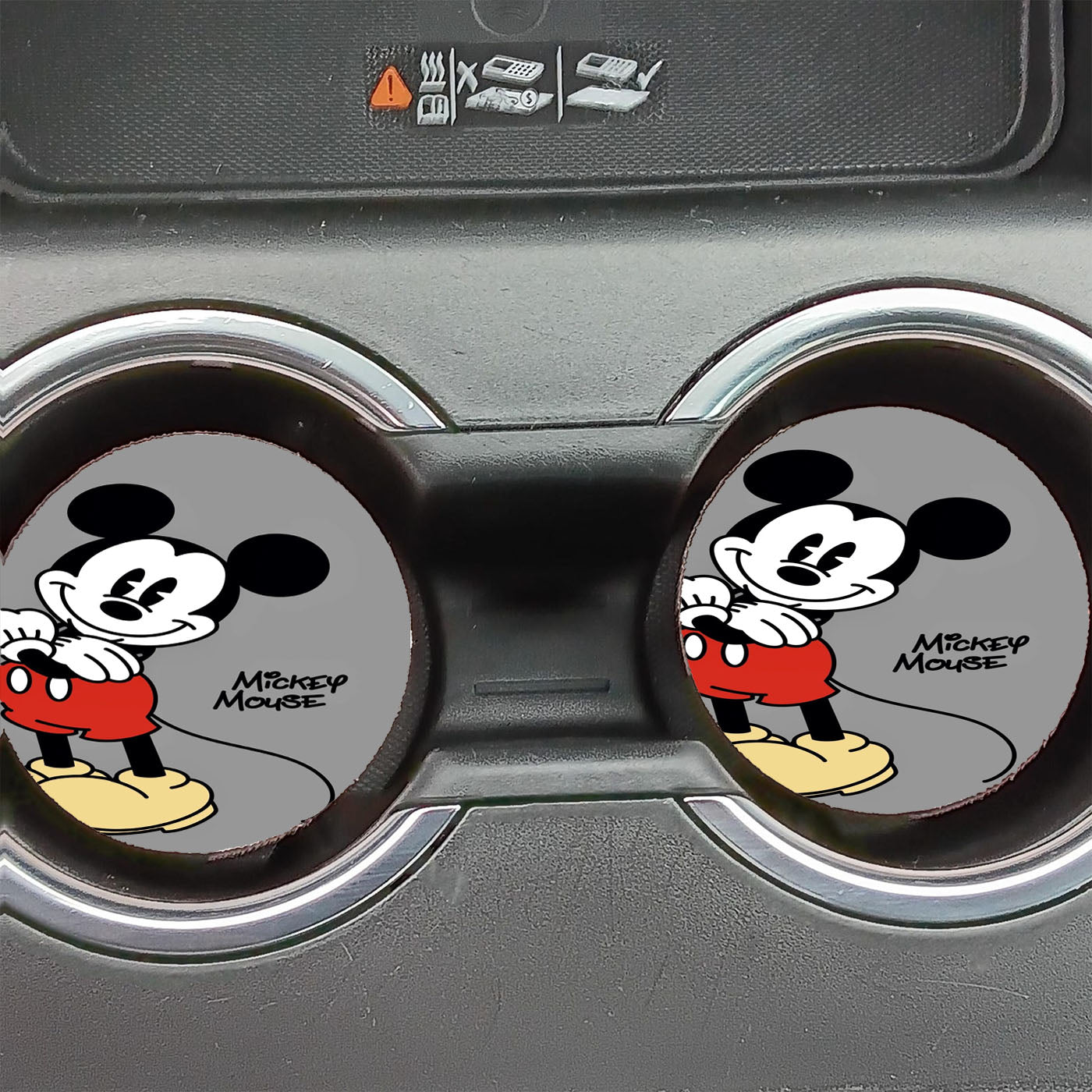 Mickey Mouse Gray Wallpaper Car Coasters
