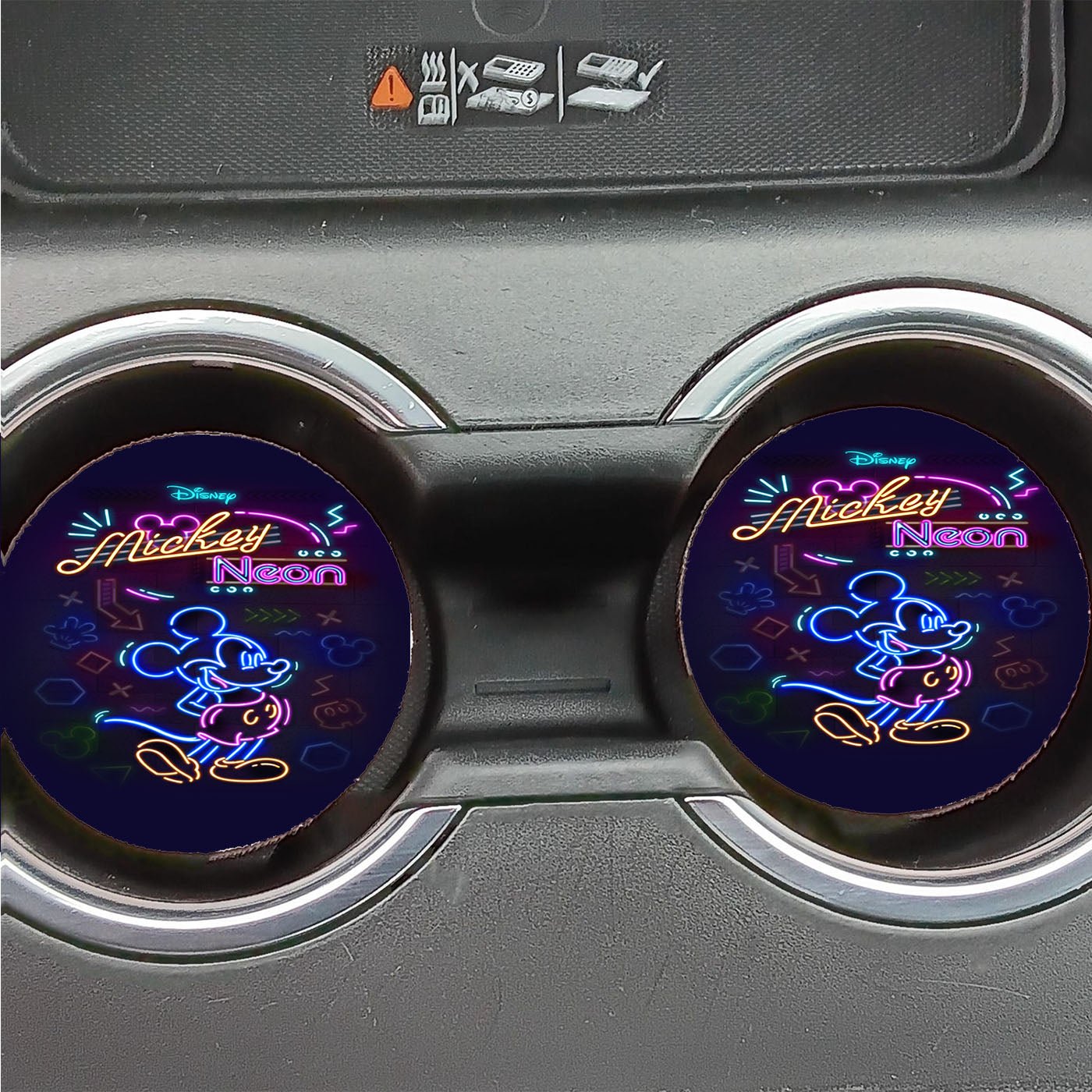 Mickey Mouse Neon Wallpaper Car Coasters