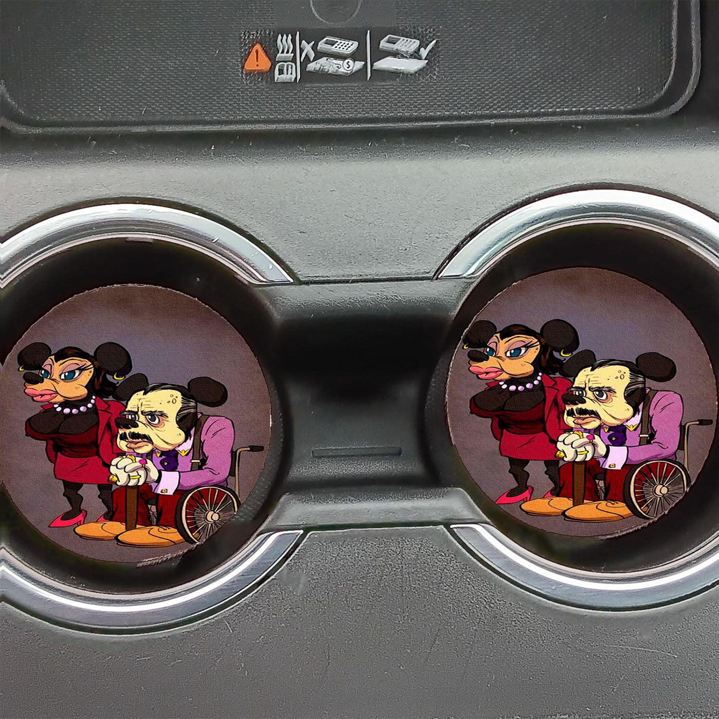 Mickey Mouse Old Age Canvas Painting Car Coasters