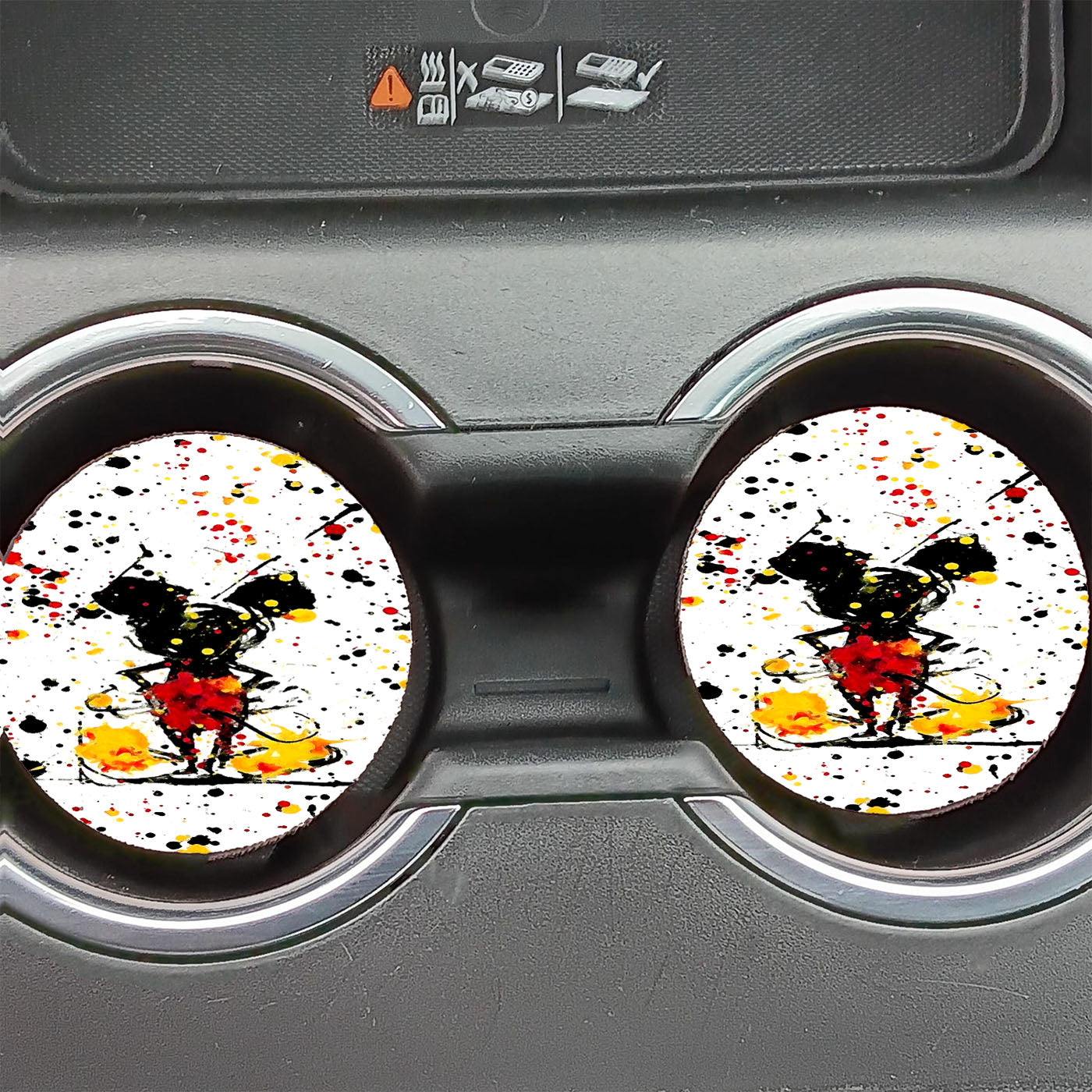 Mickey Mouse Splash Paint Car Coasters