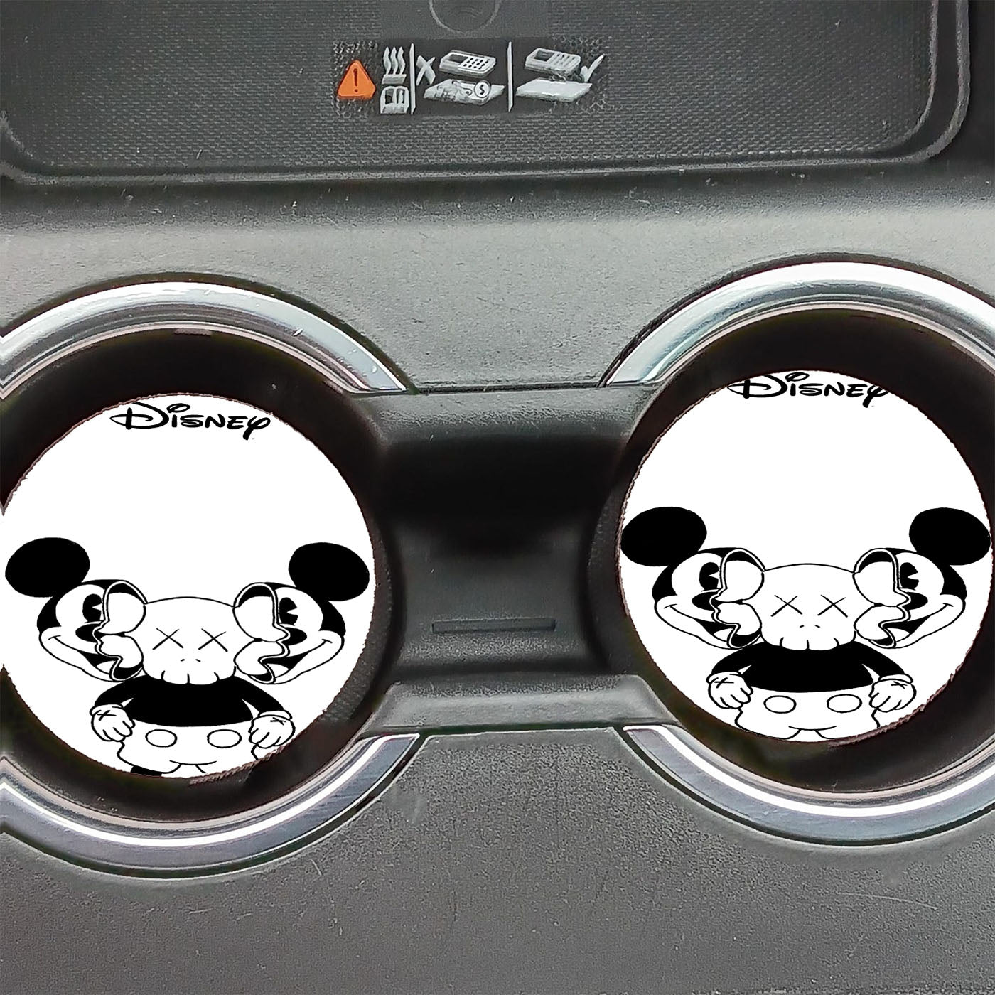 Mickey Mouse X Kaws Siluet Bw Car Coasters