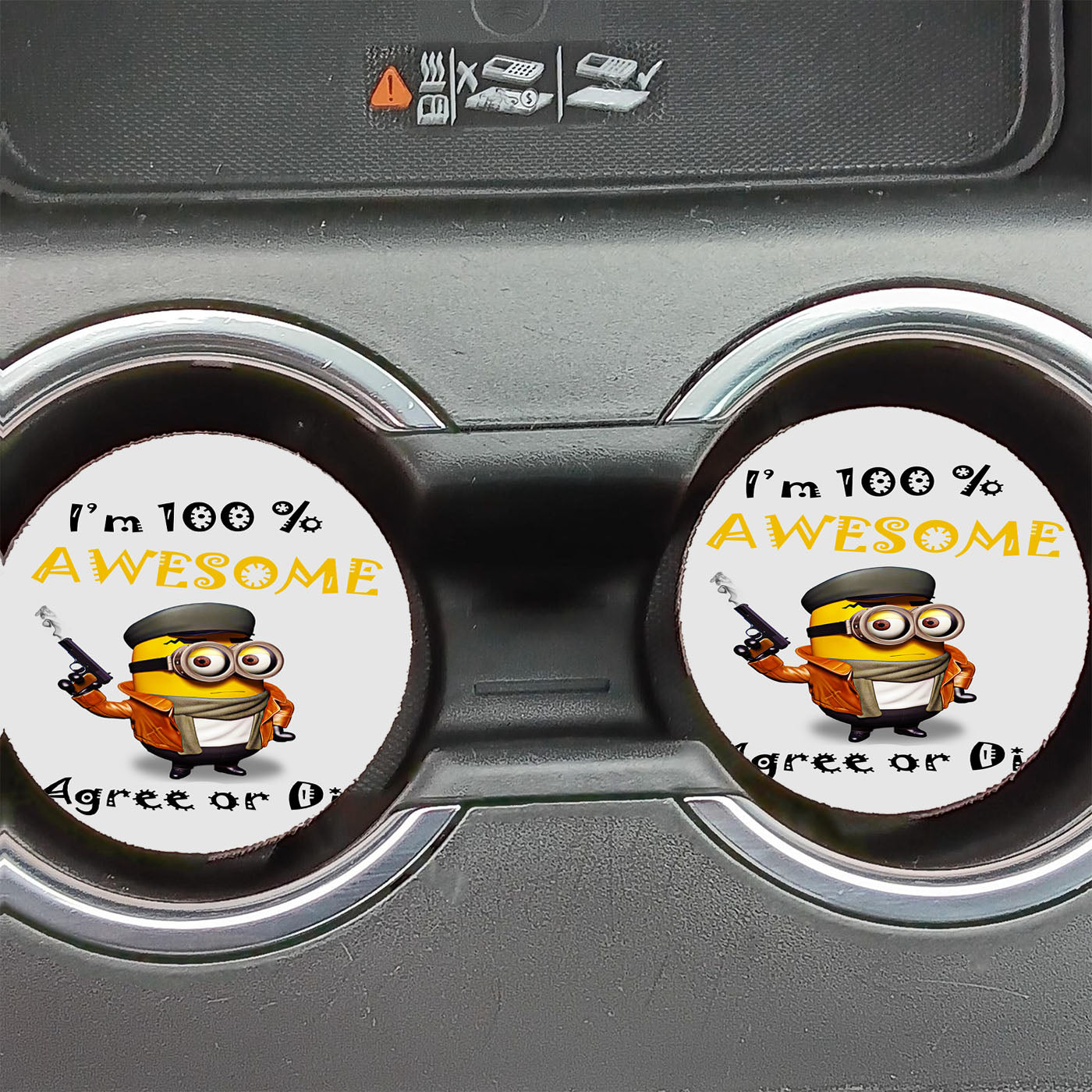 Minion Awesome Quote Car Coasters