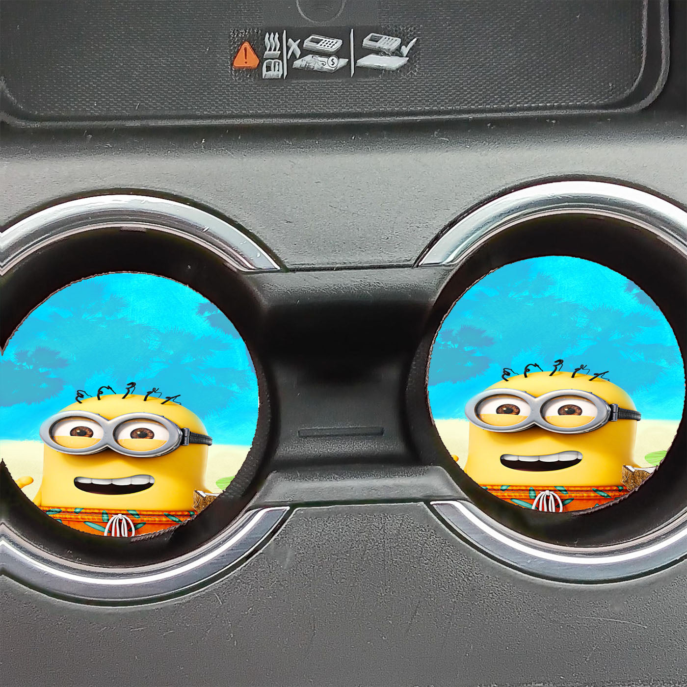 Minion Beach Day Car Coasters