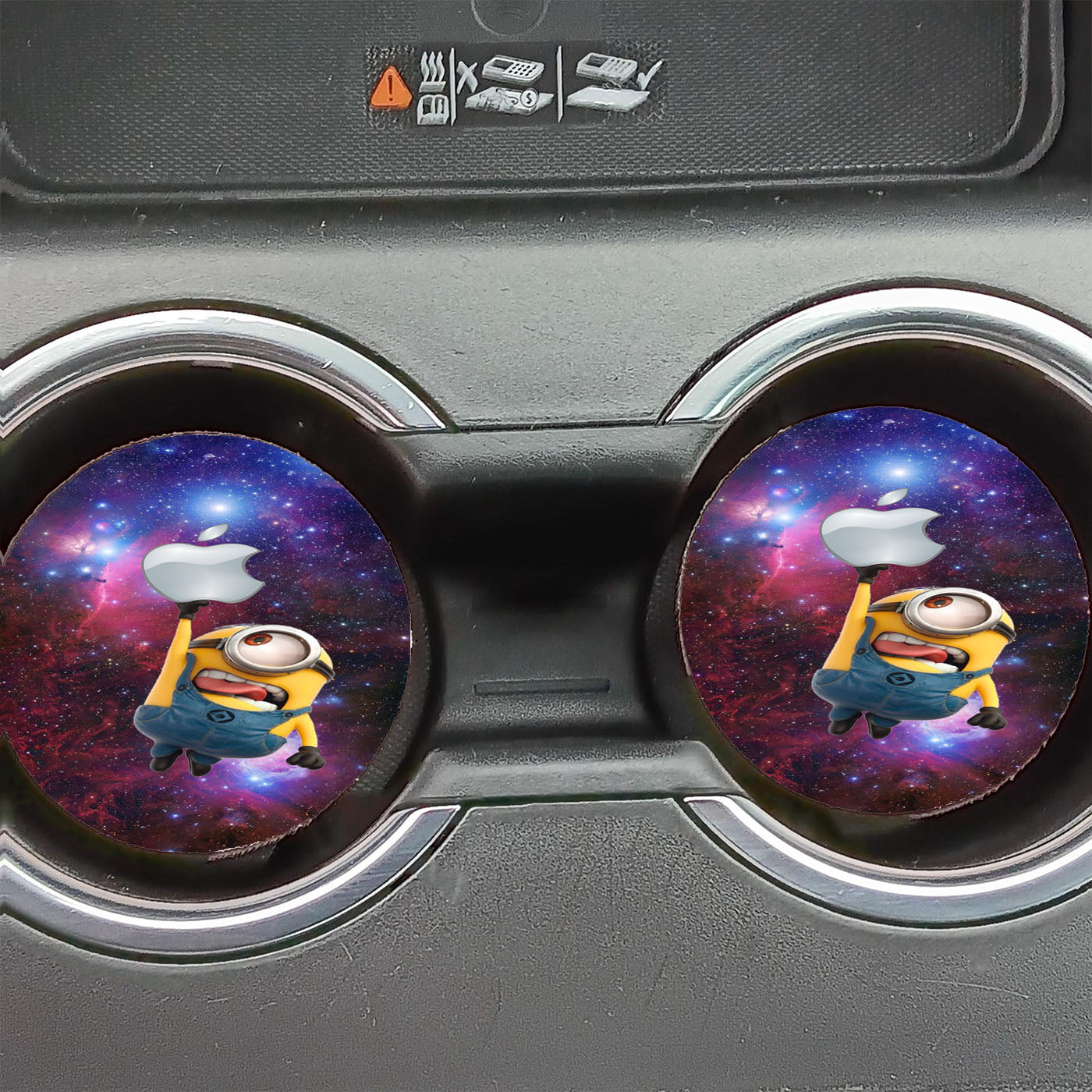 Minion Catch Apple In Ga Car Coasters