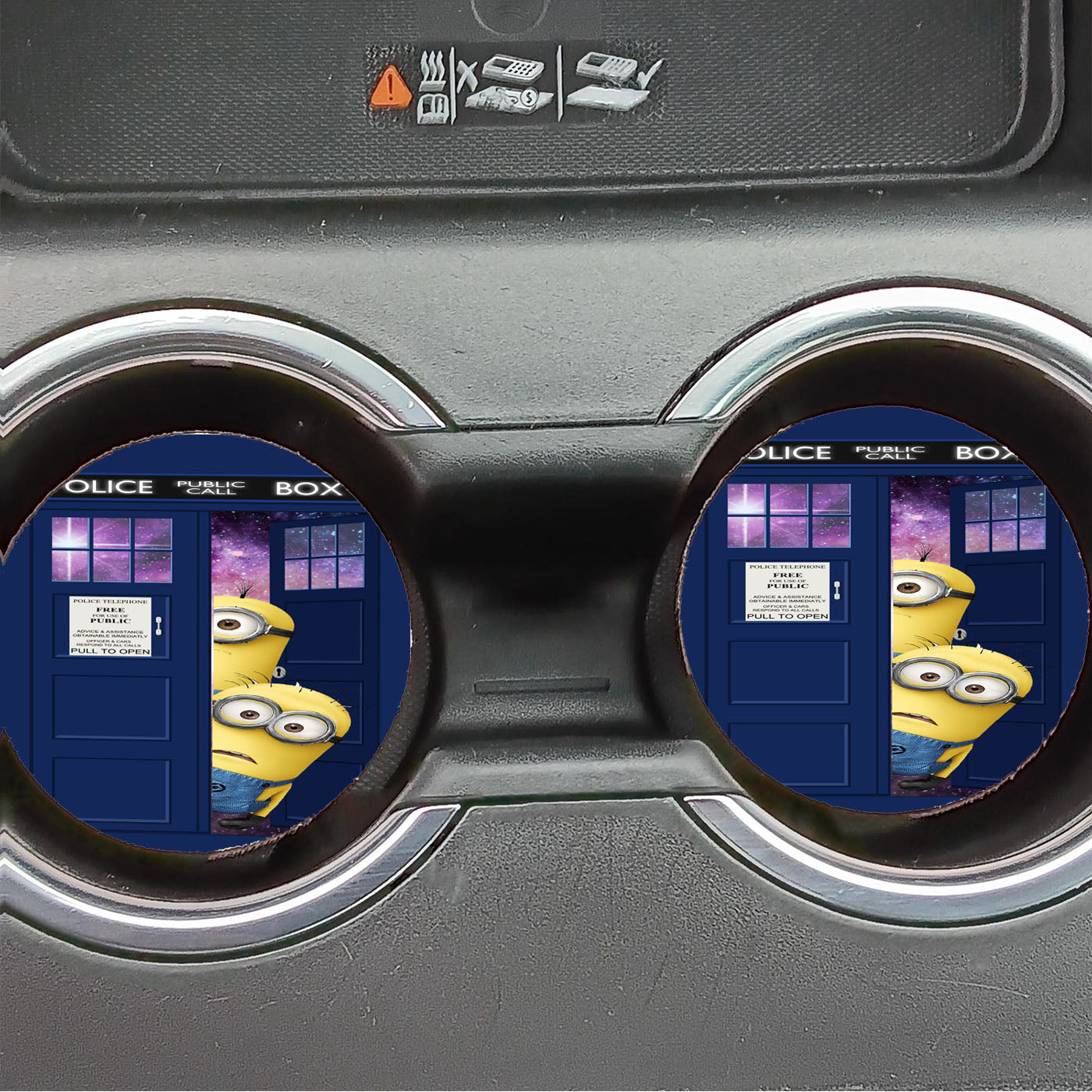 Minion Dr Who Tardis Call Box Galaxy Nebula Car Coasters