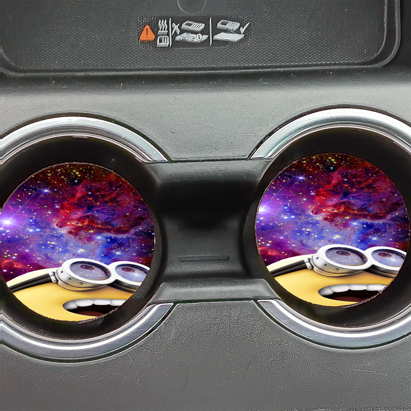 Minion Look Galaxy Nebula Car Coasters
