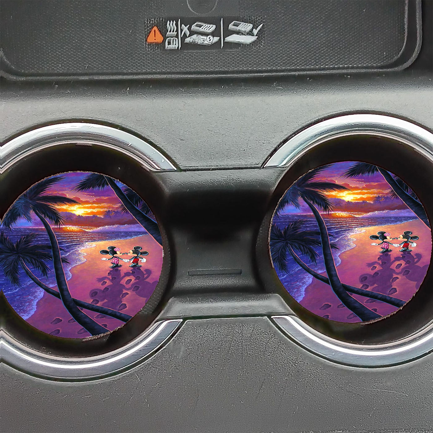 Minnie Mickey Mouse Romance Beach Car Coasters