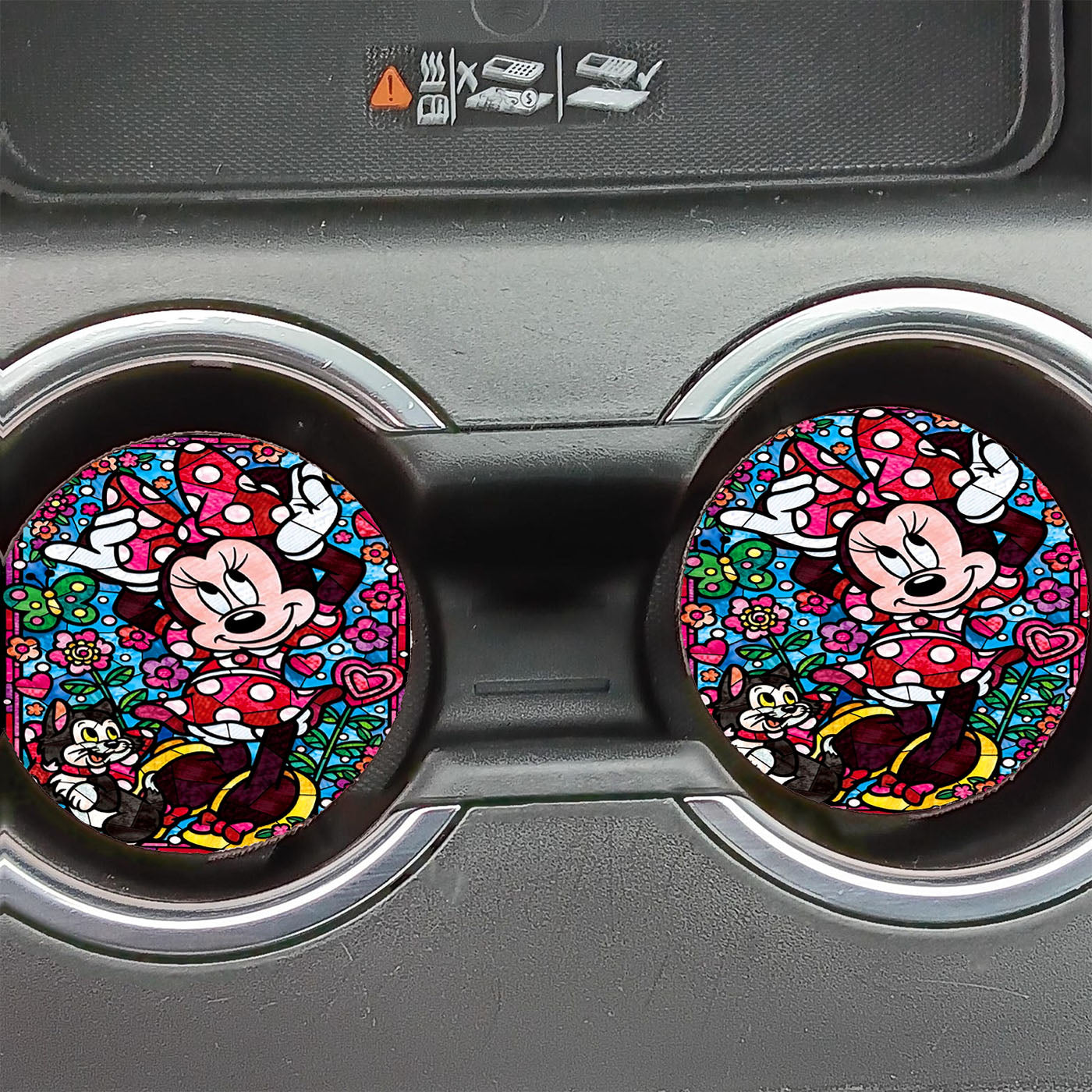 Minnie Mouse Stained Glass Car Coasters