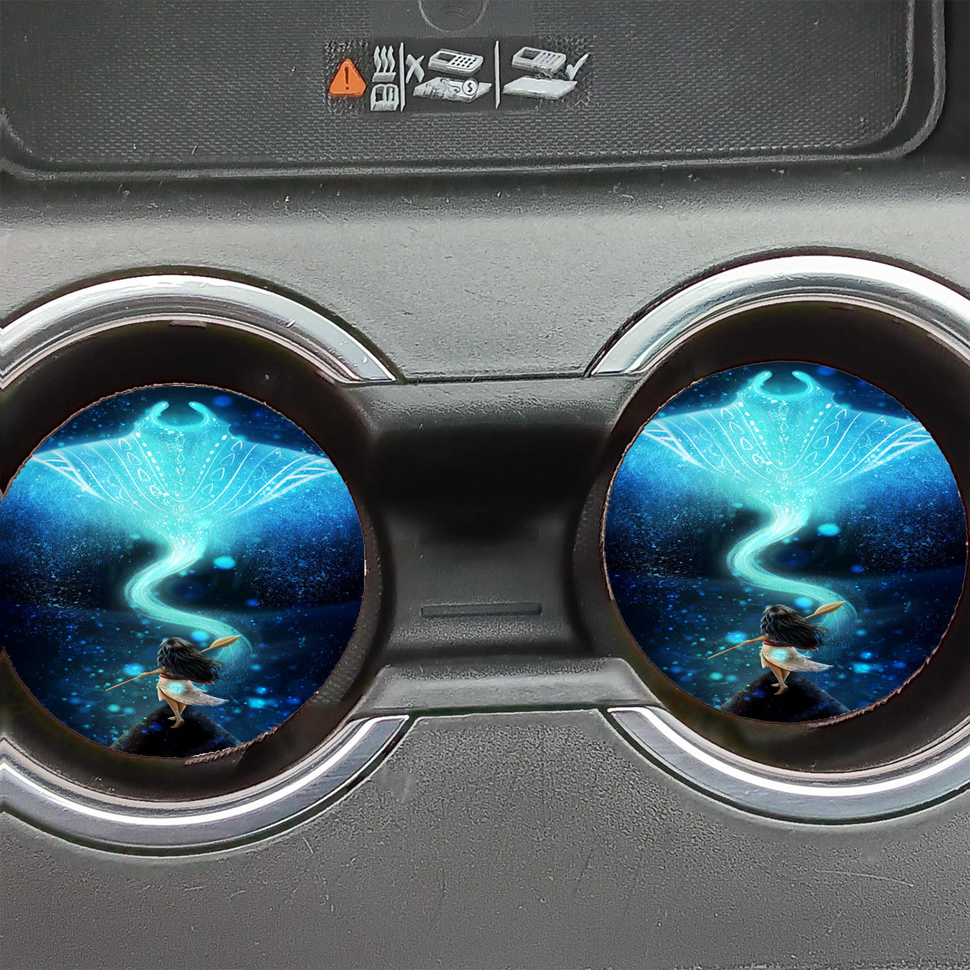 Moana In The Ocean At Night With Magic Car Coasters