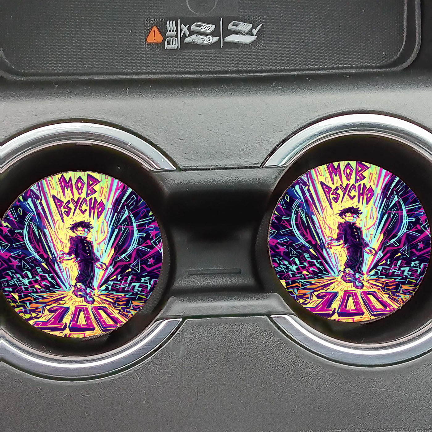 Mob Psycho 100 Psyched Car Coasters