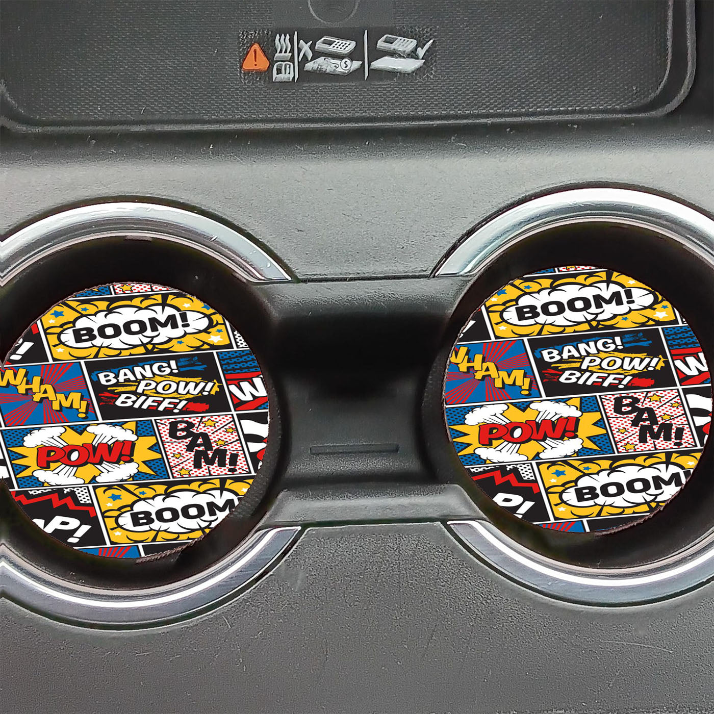 Modern Comic Book Superhero Pattern Car Coasters
